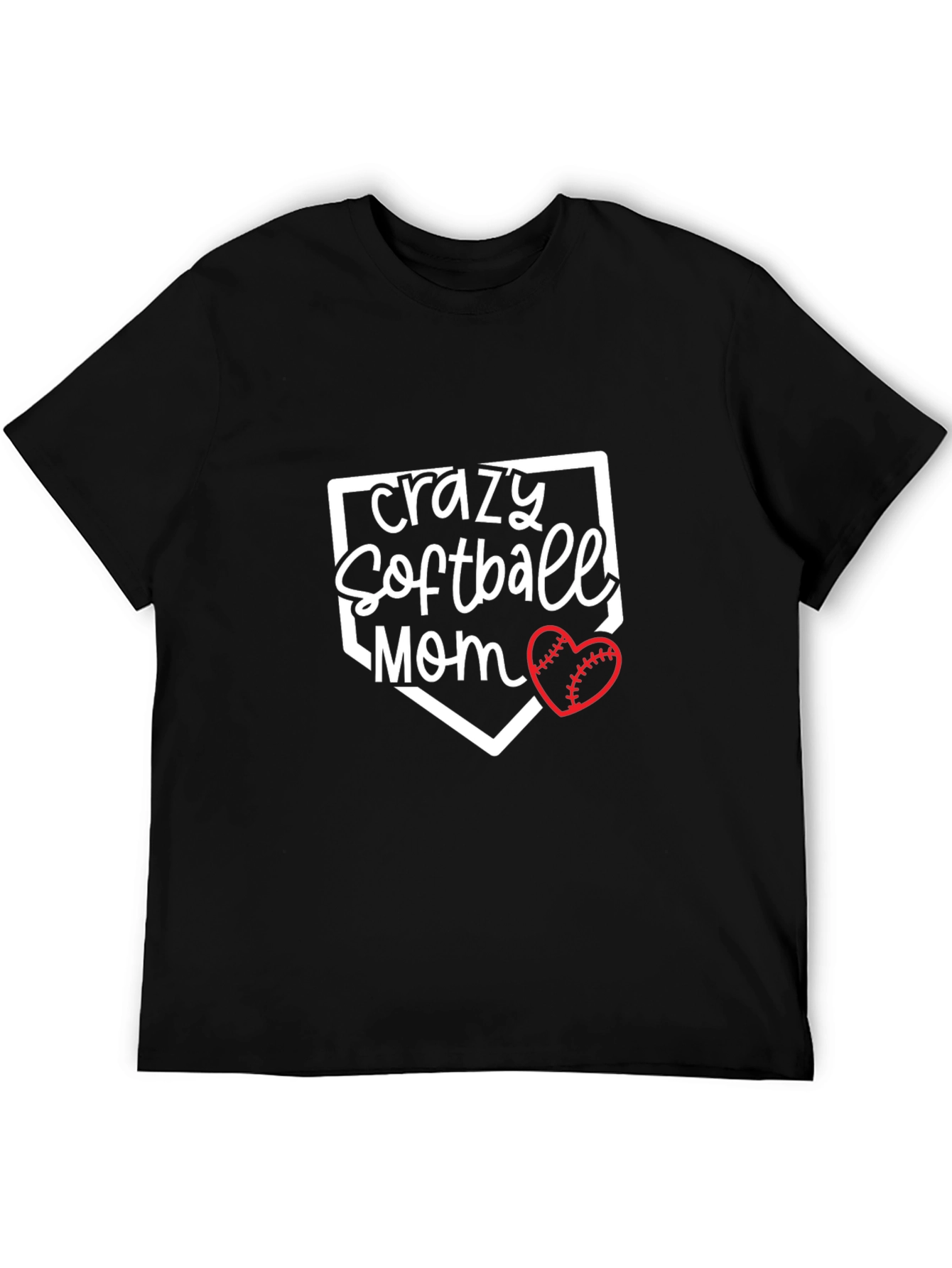 Crazy Softball Mom Tee - Baseball Heart Graphic T-Shirt