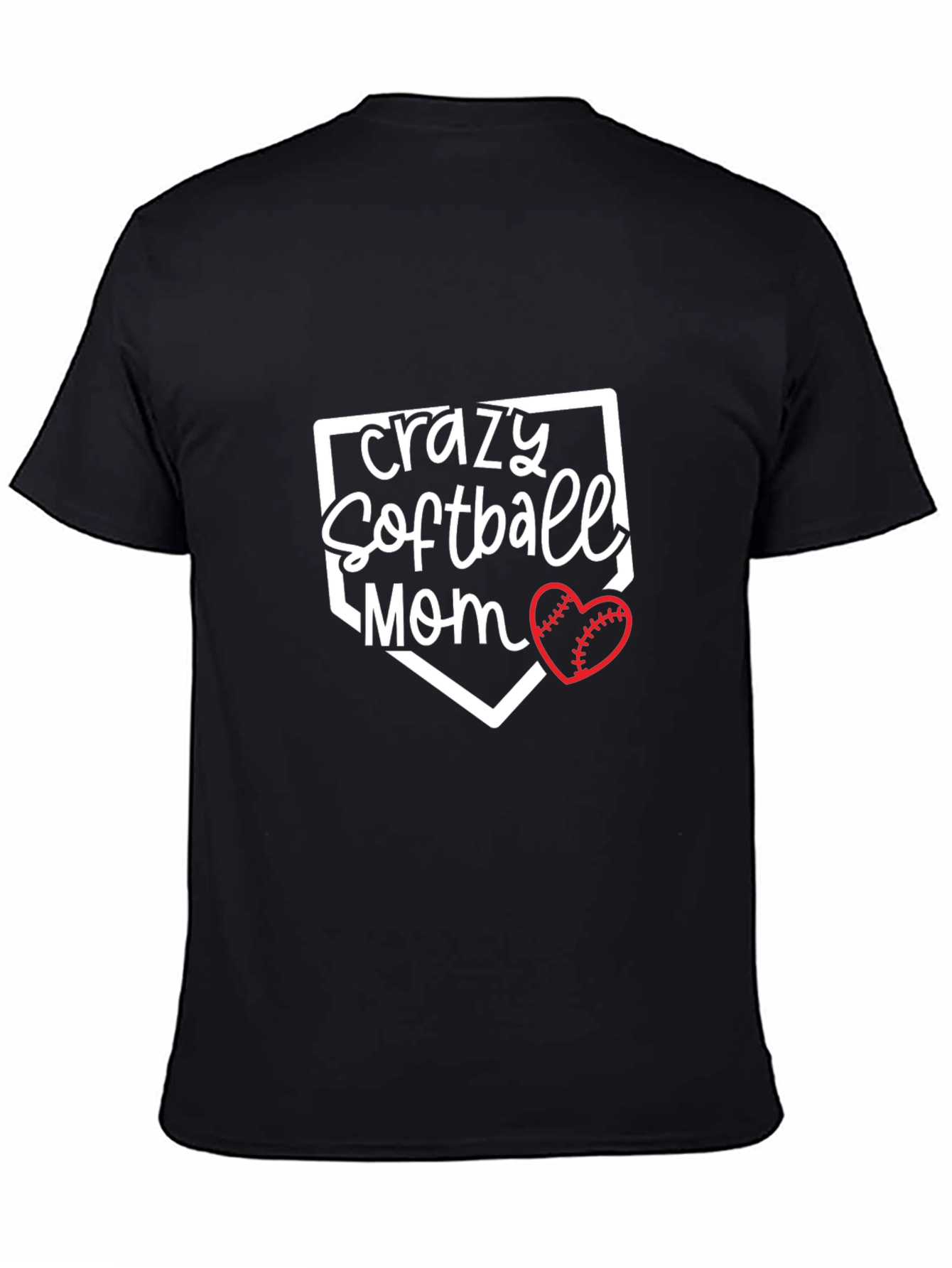 Crazy Softball Mom Tee - Baseball Heart Graphic T-Shirt