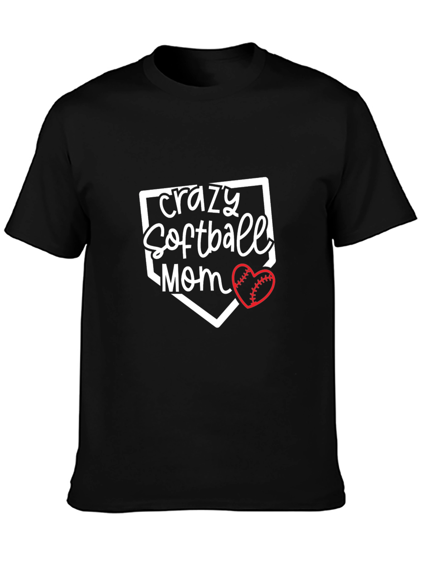 Crazy Softball Mom Tee - Baseball Heart Graphic T-Shirt