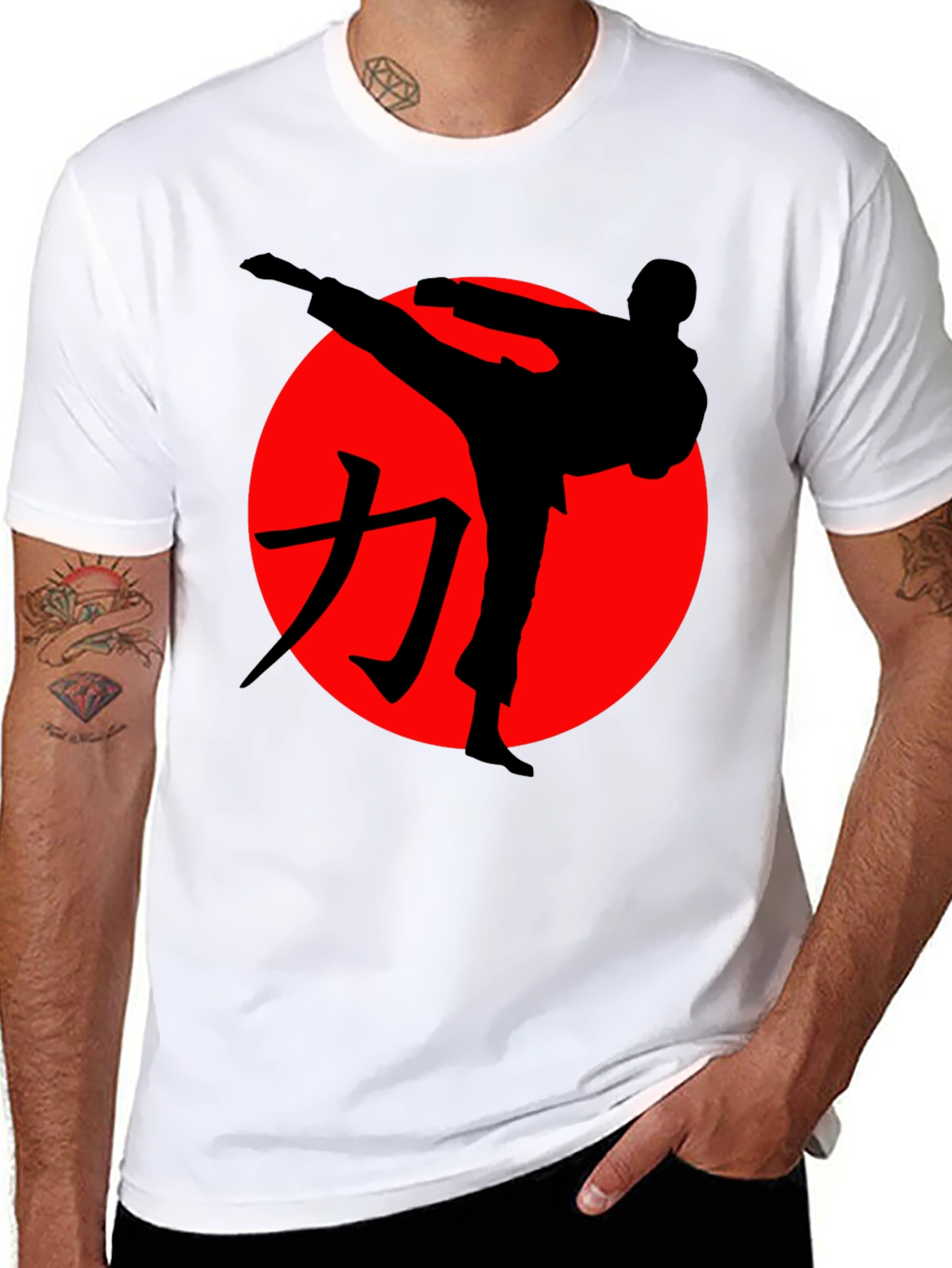 Karate Silhouette Graphic Tee - Black
