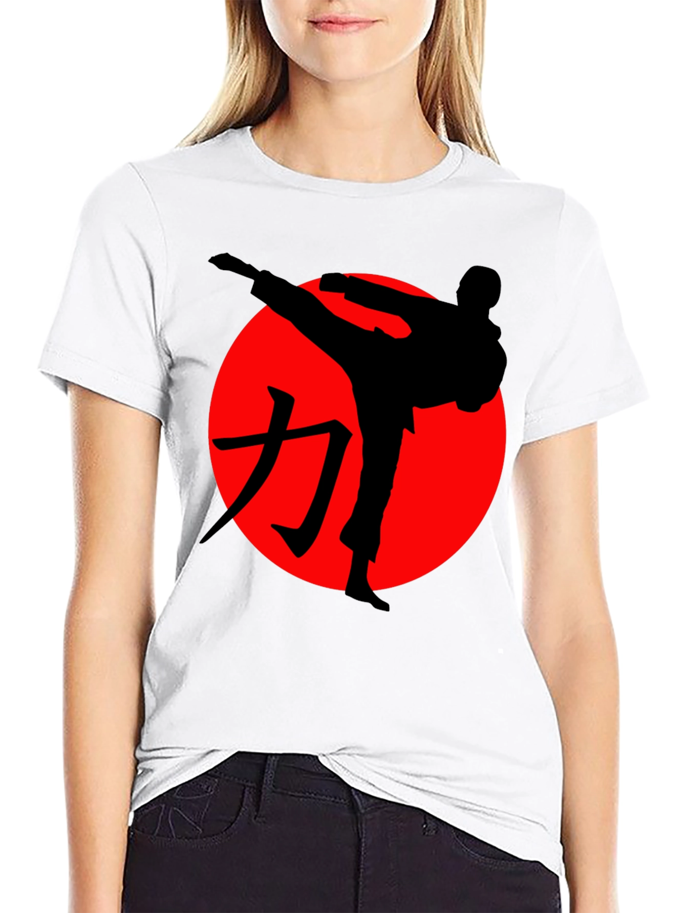 Karate Silhouette Graphic Tee - Black