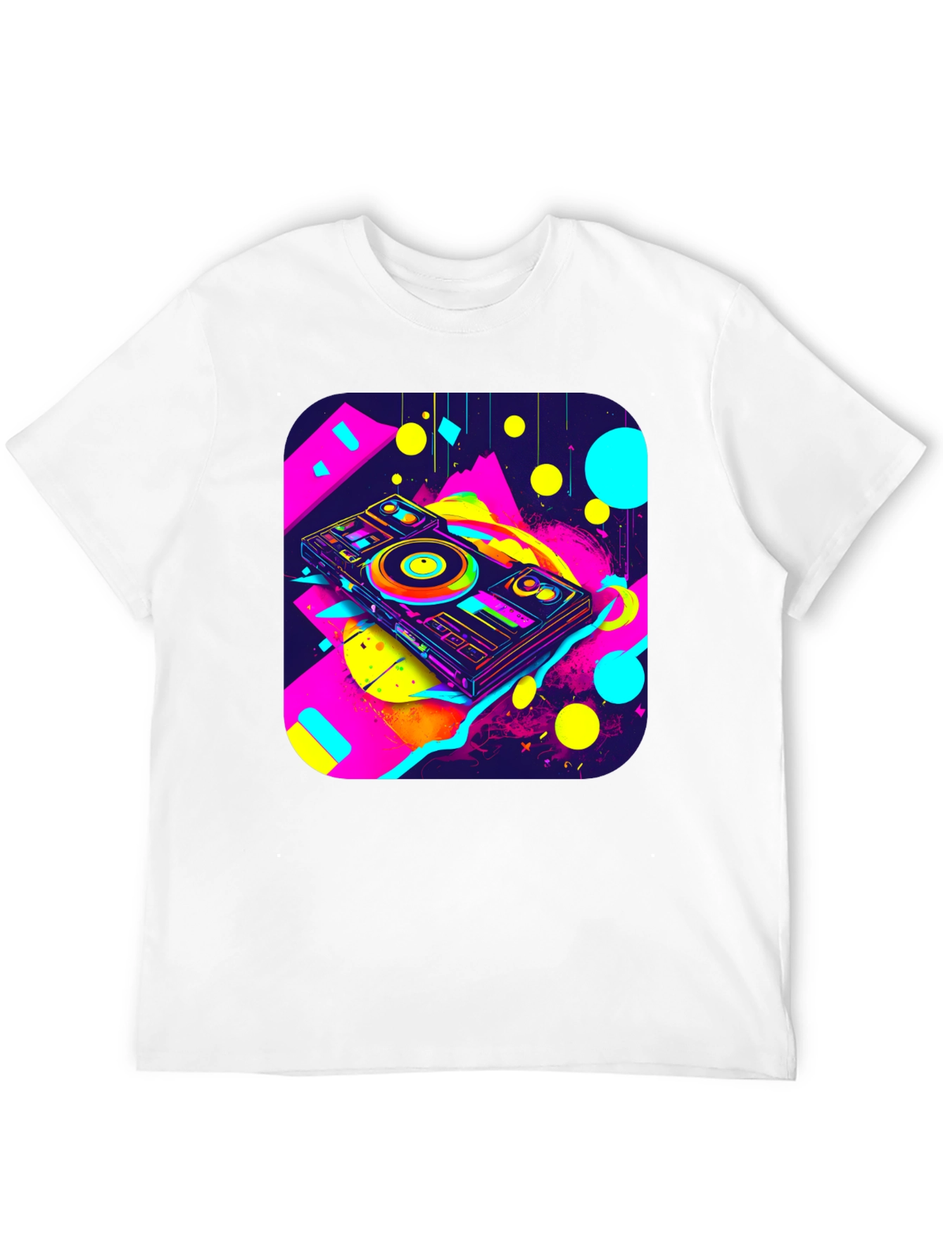 Neon DJ Turntable Graphic T-Shirt
