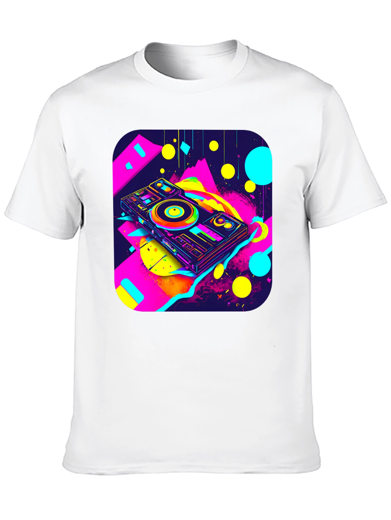 Neon DJ Turntable Graphic T-Shirt
