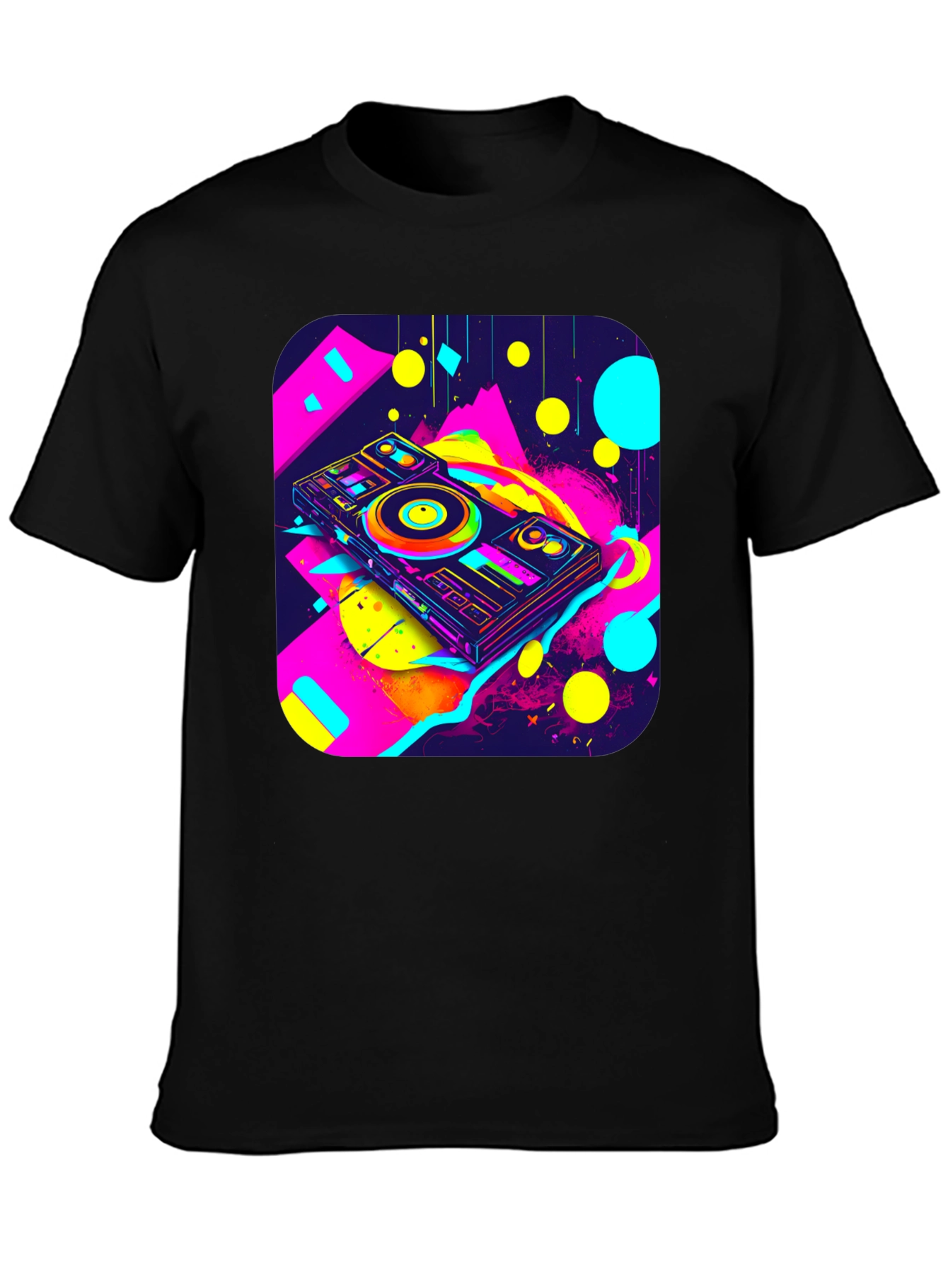 Neon DJ Turntable Graphic T-Shirt