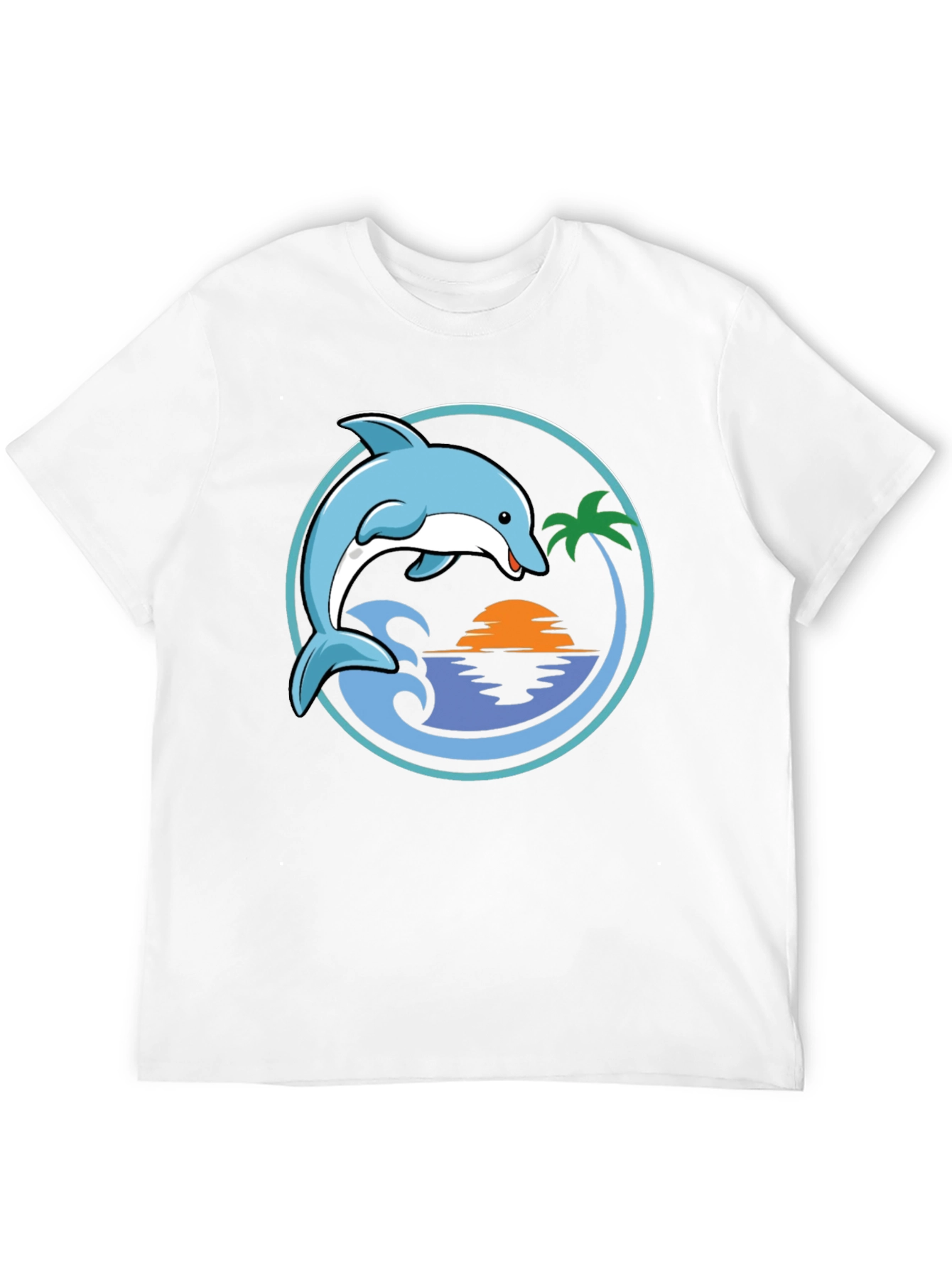 Dolphin Sunset Graphic T-Shirt - Black