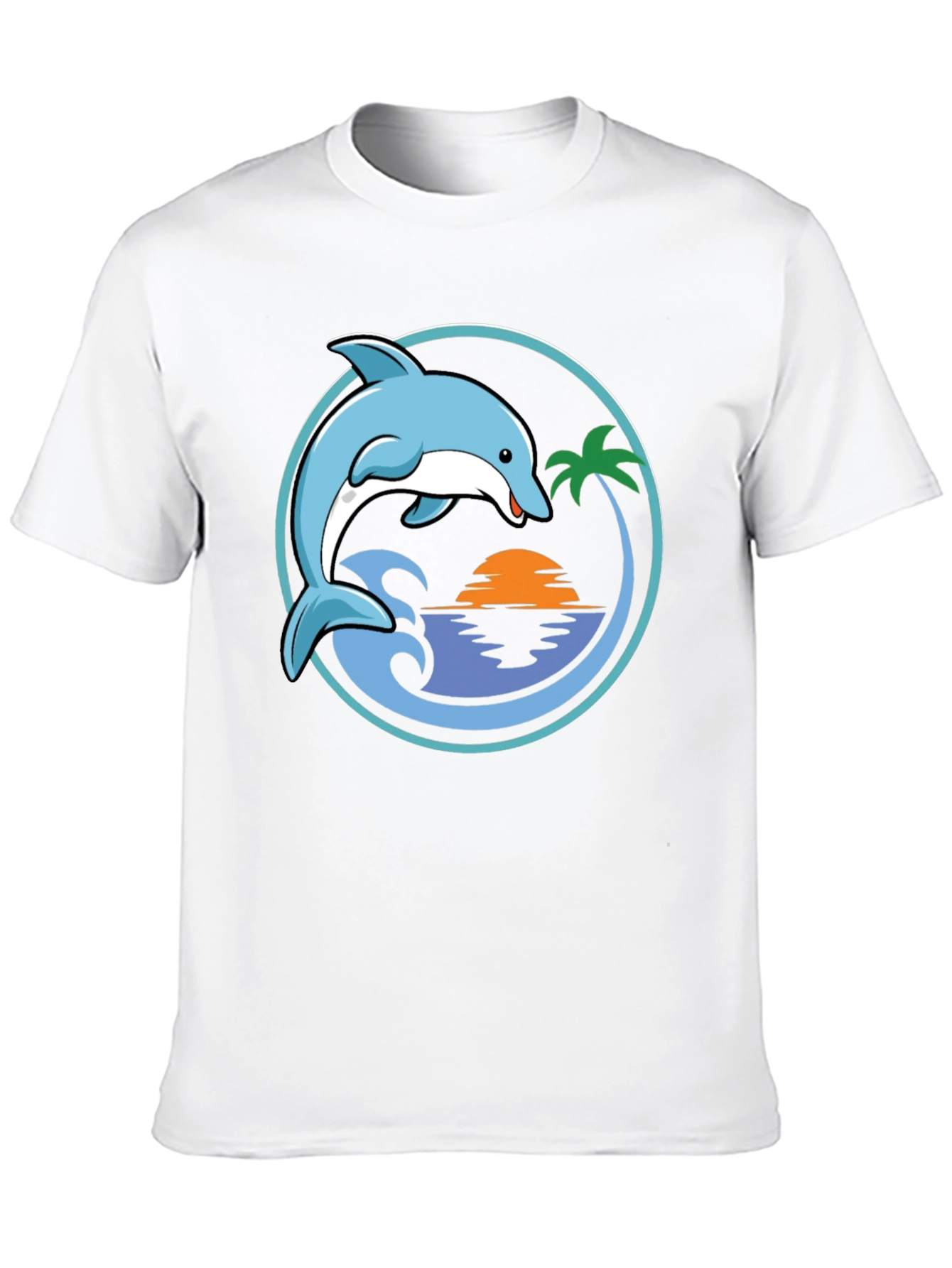 Dolphin Sunset Graphic T-Shirt - Black