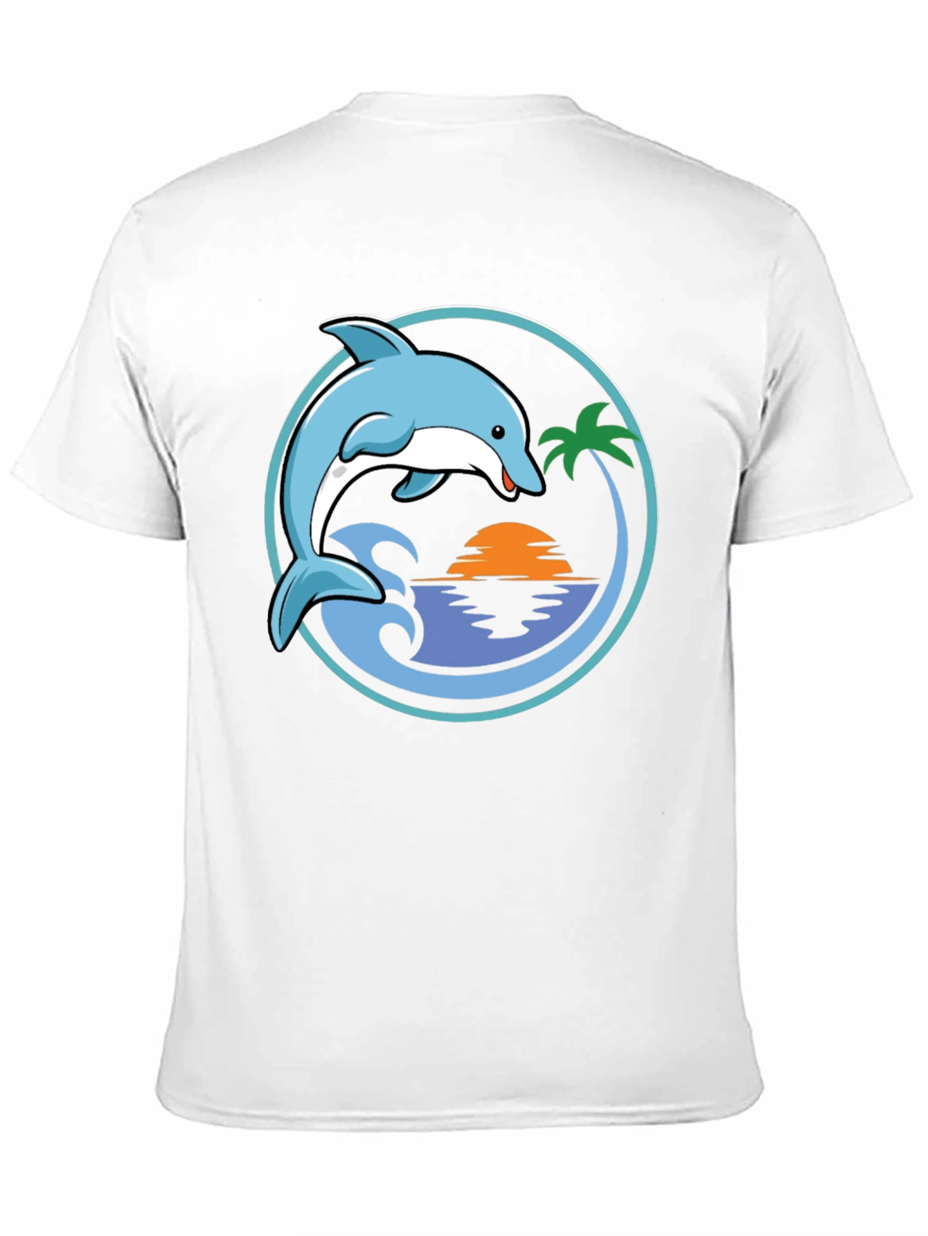 Dolphin Sunset Graphic T-Shirt - Black