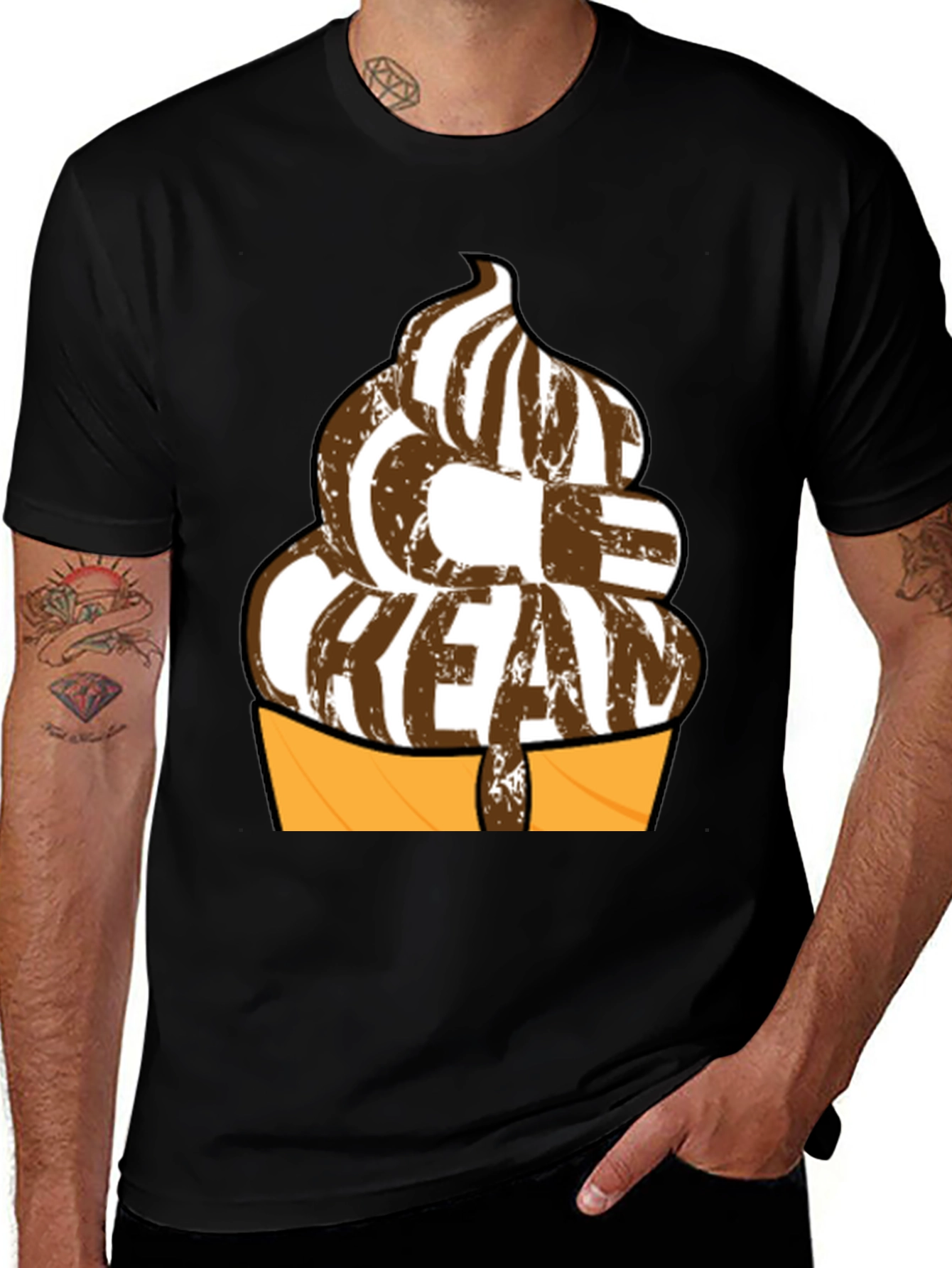 Ice Cream Graphic T-Shirt - Black Cotton Tee