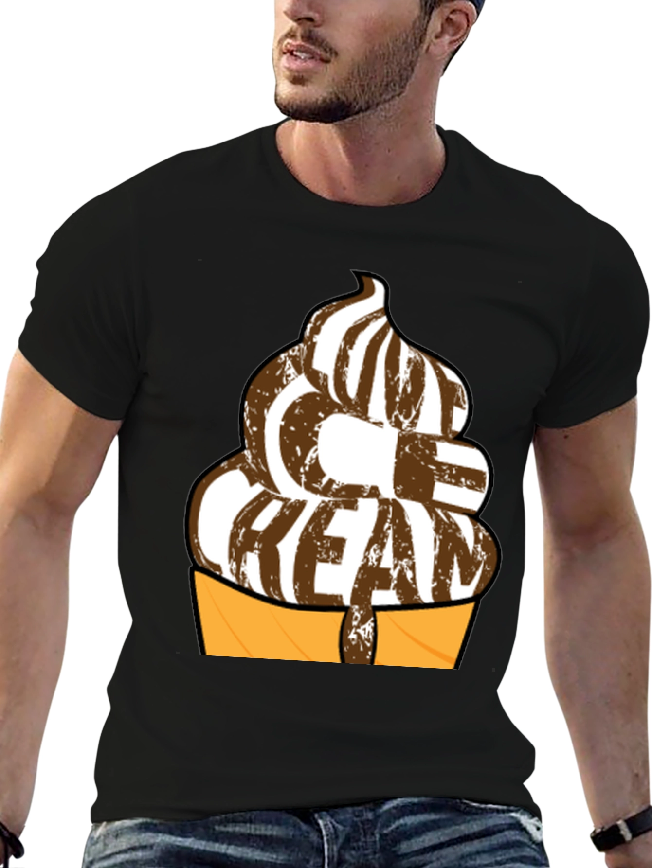 Ice Cream Graphic T-Shirt - Black Cotton Tee