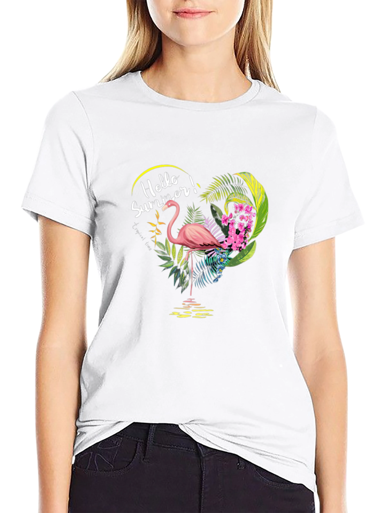 Tropical Flamingo Graphic T-Shirt - Summer Vibes