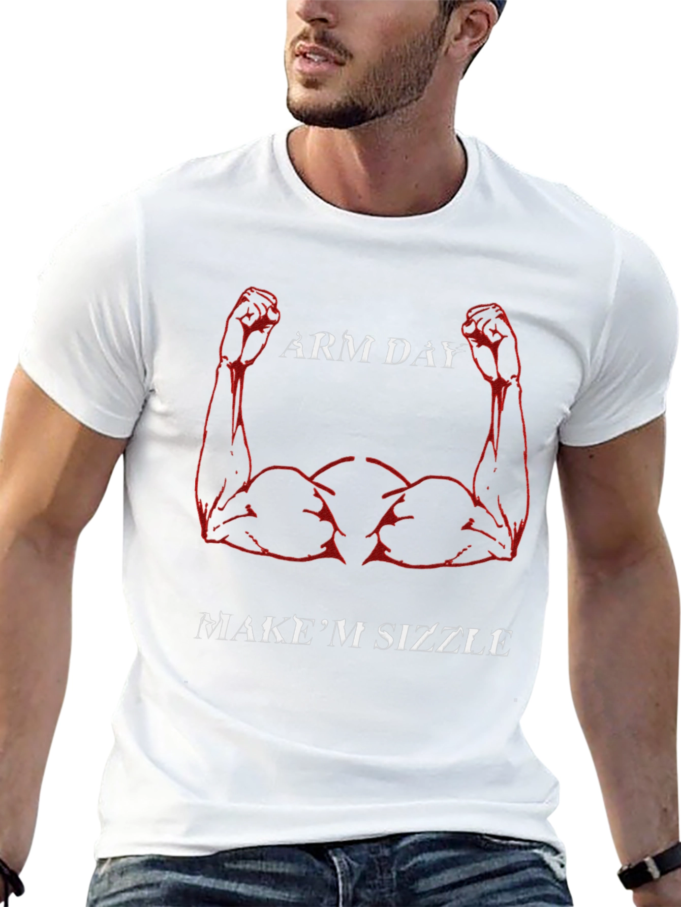 Arm Day Muscle Graphic Black T-Shirt