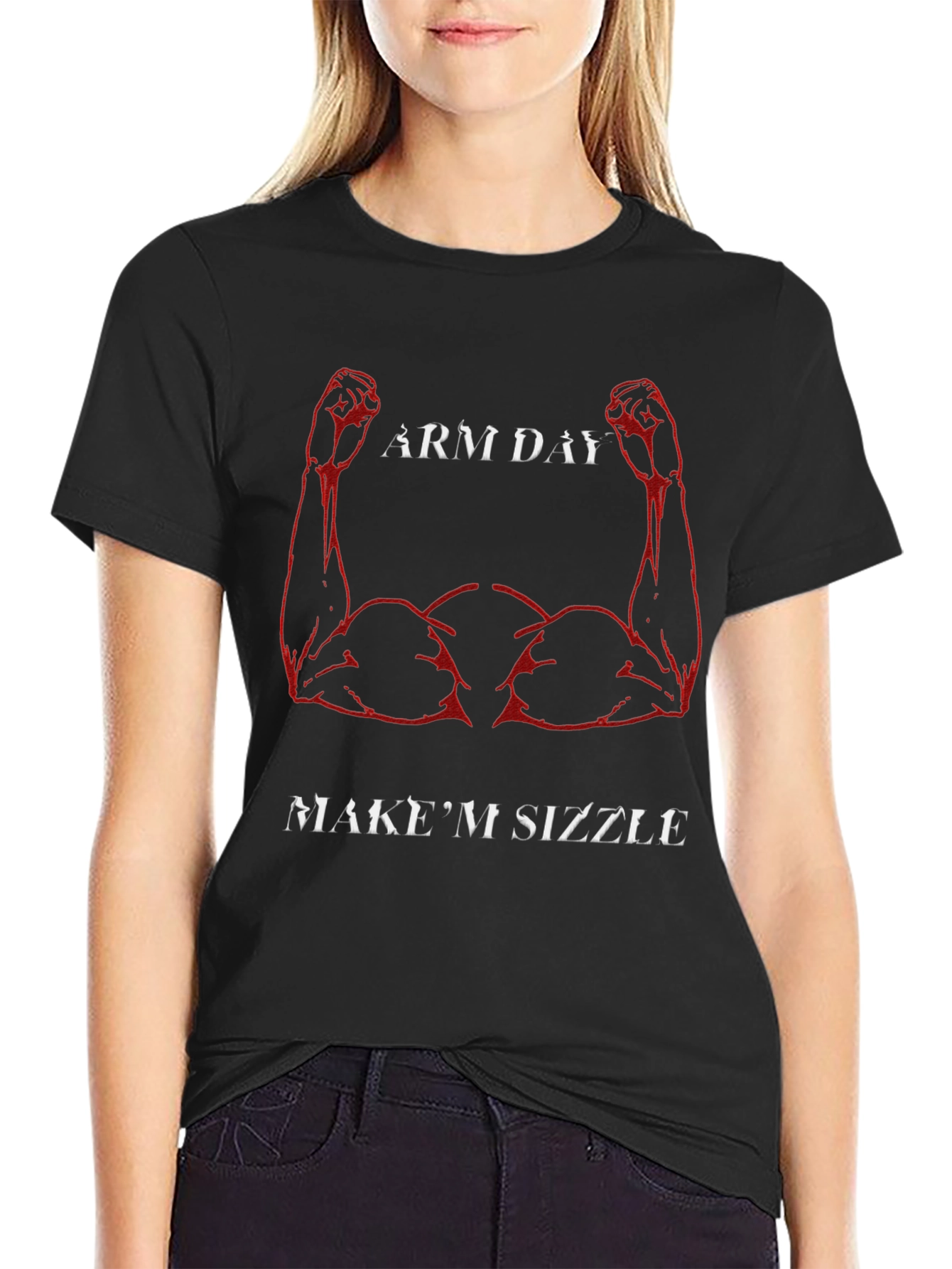 Arm Day Muscle Graphic Black T-Shirt