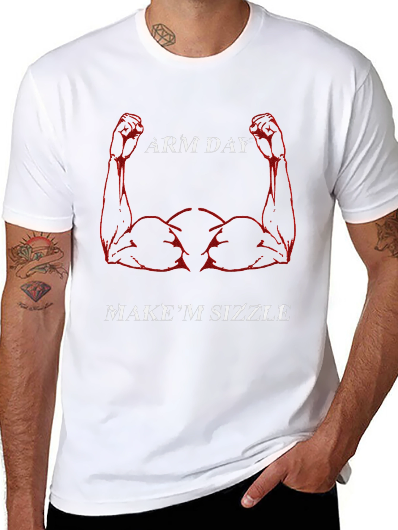 Arm Day Muscle Graphic Black T-Shirt