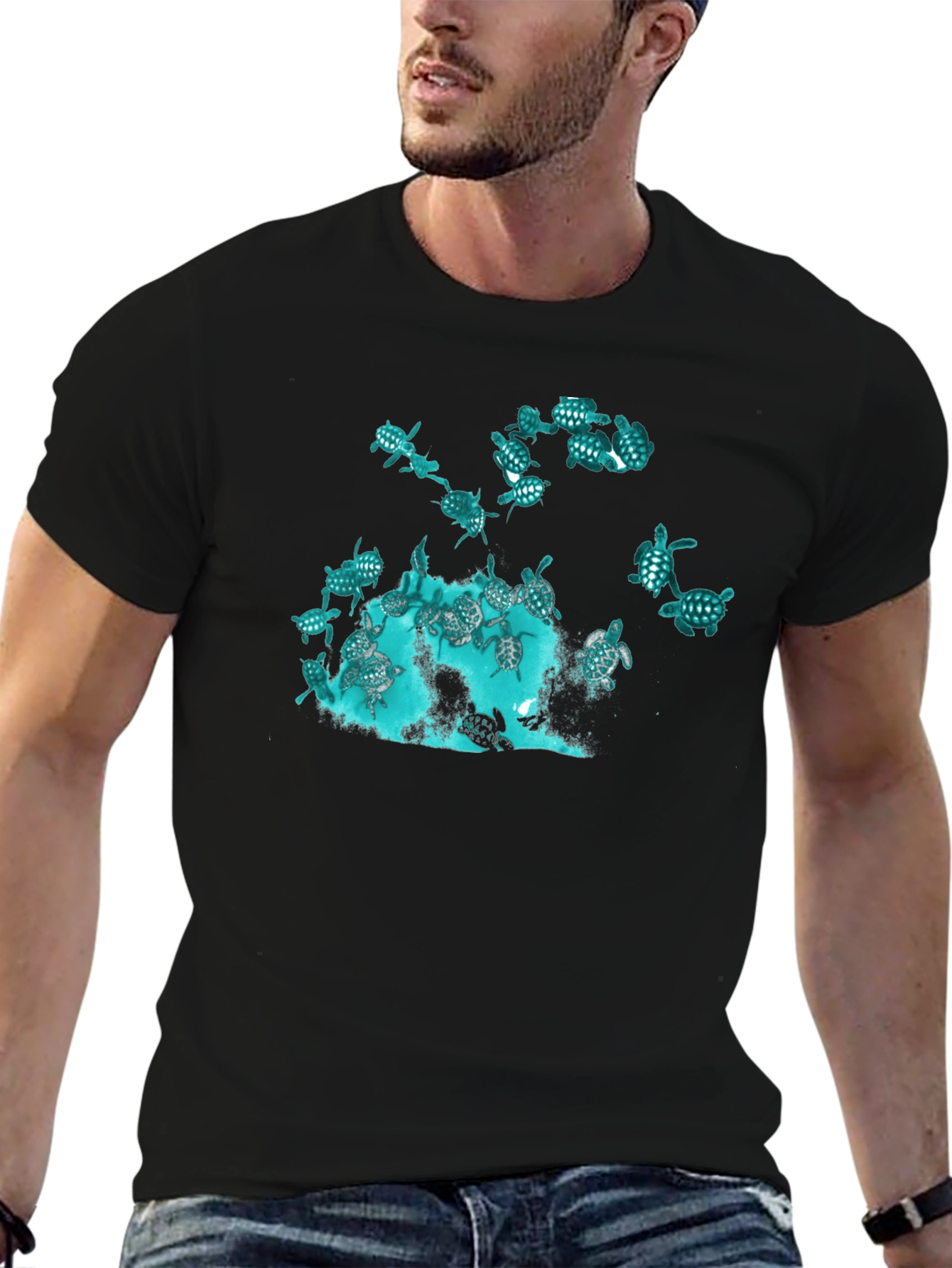 Turtle Graphic Black Tee