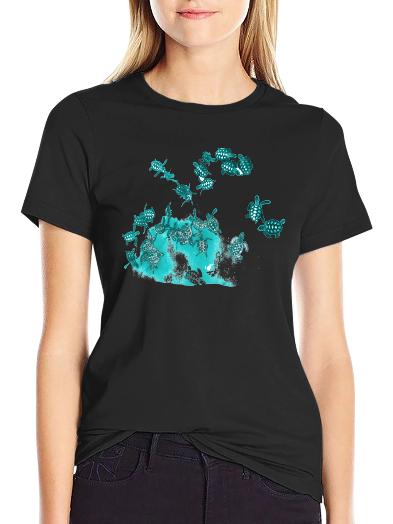Turtle Graphic Black Tee