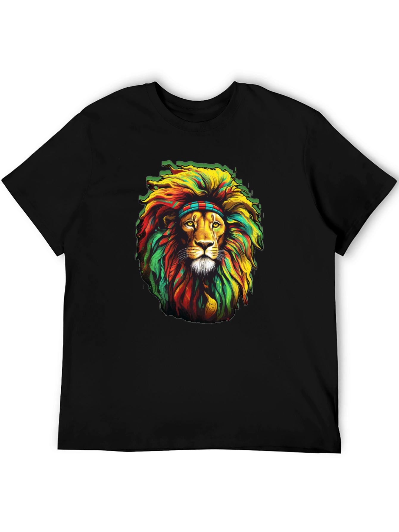 Rasta Lion Graphic T-Shirt - Black