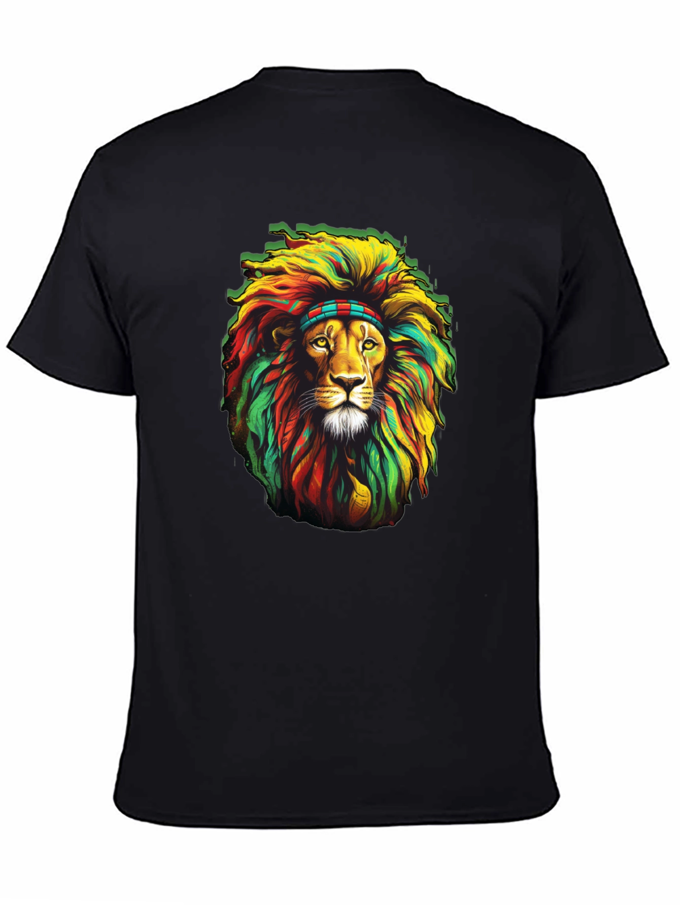 Rasta Lion Graphic T-Shirt - Black