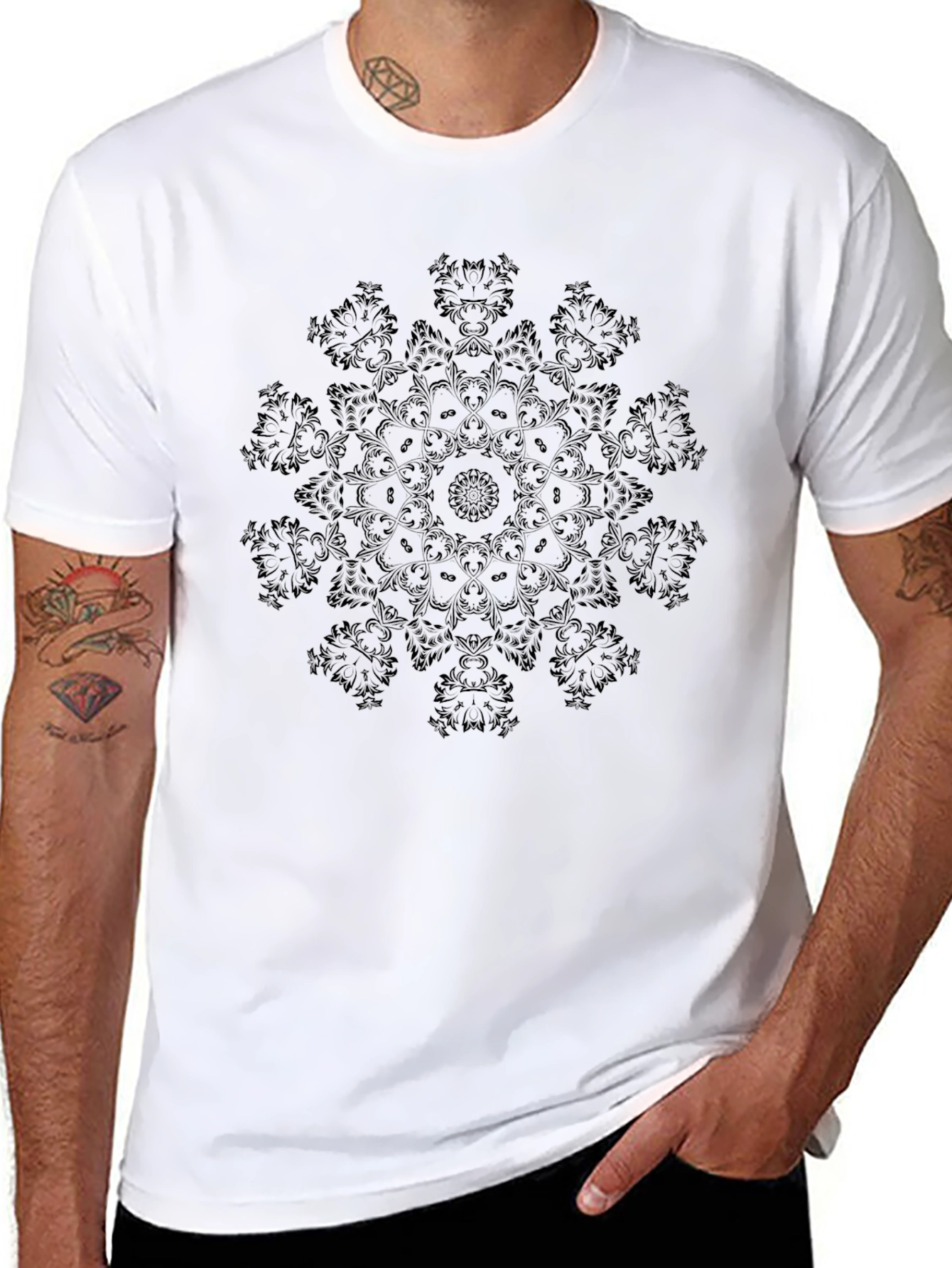 Black Mandala Graphic Tee - Stylish & Unique Design