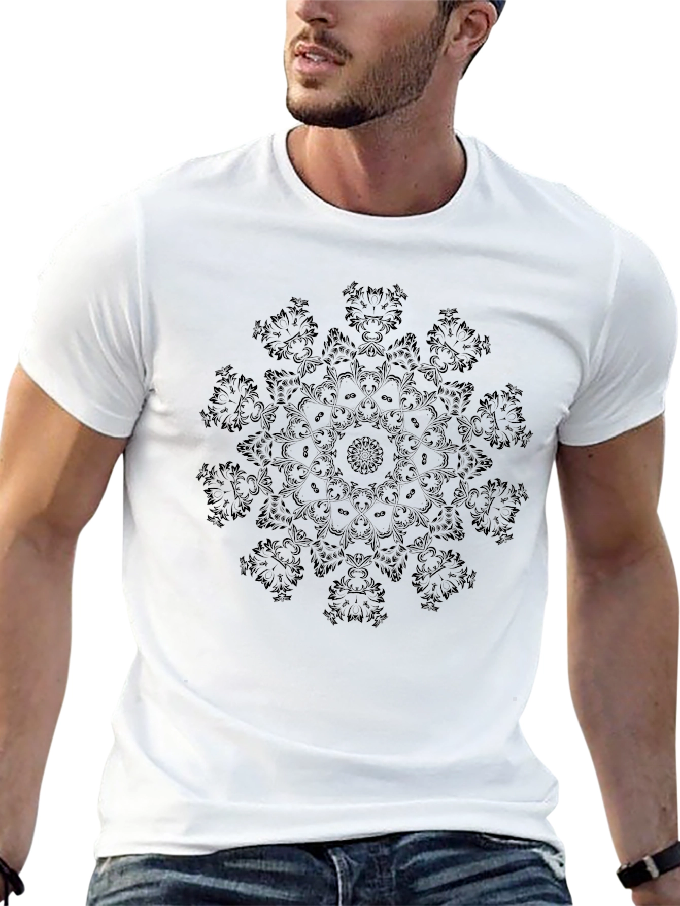 Black Mandala Graphic Tee - Stylish & Unique Design