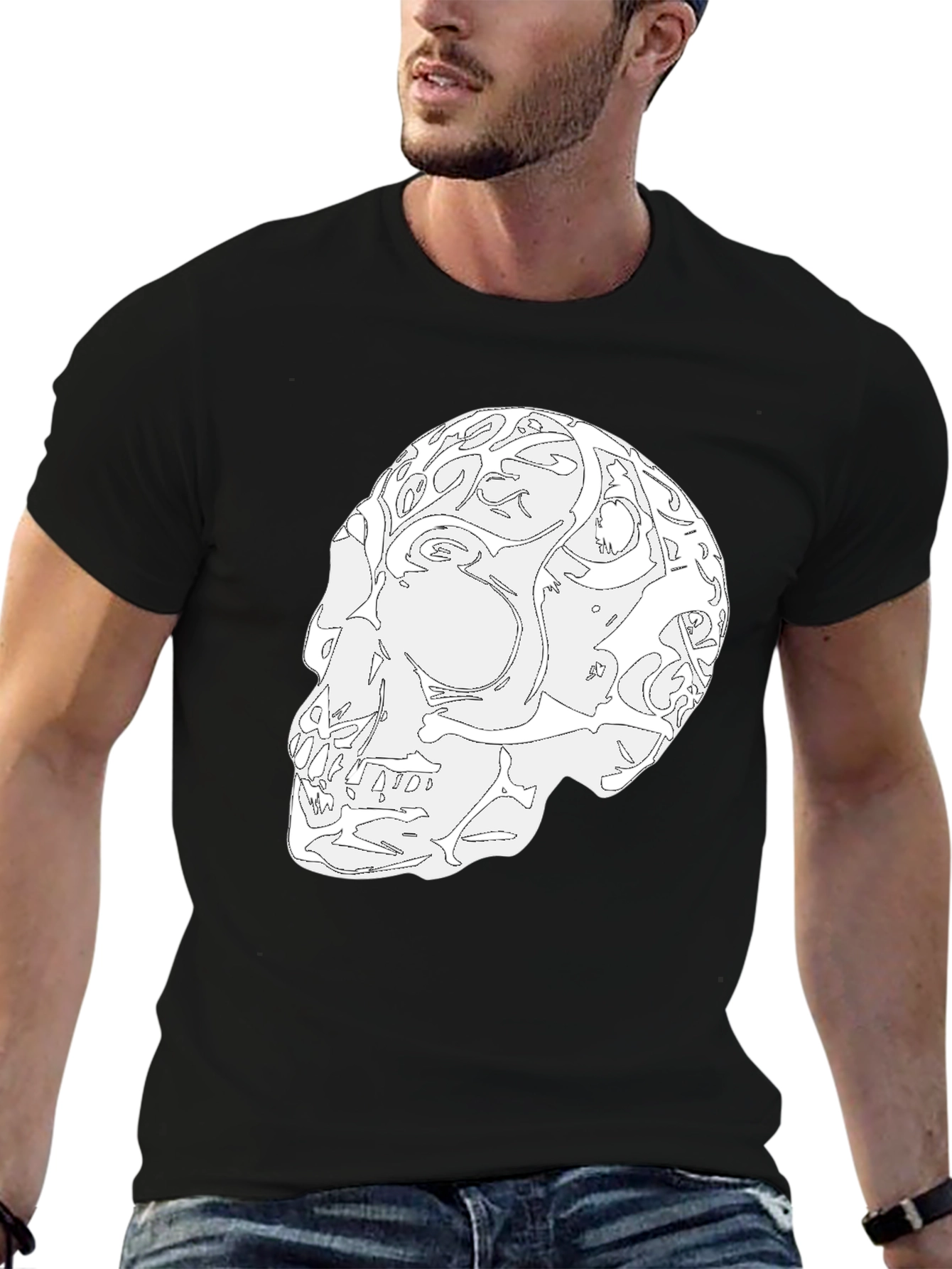 Skull Graphic Black T-Shirt - Unique Artistic Design