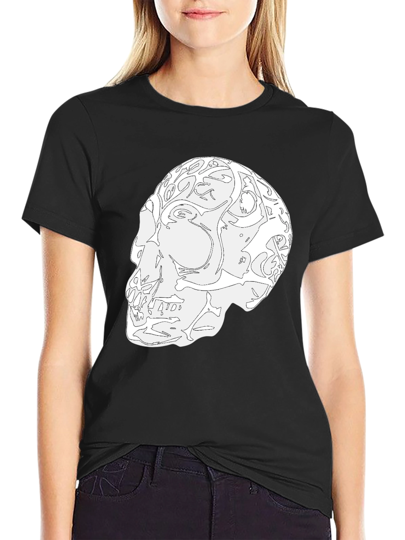 Skull Graphic Black T-Shirt - Unique Artistic Design