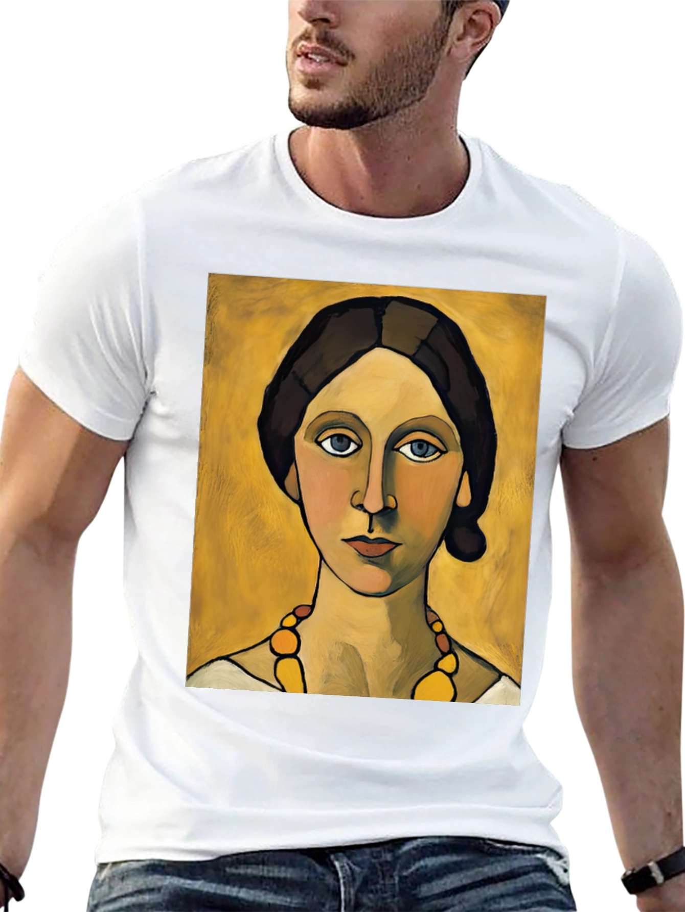 Woman with Necklace Portrait Graphic T-Shirt