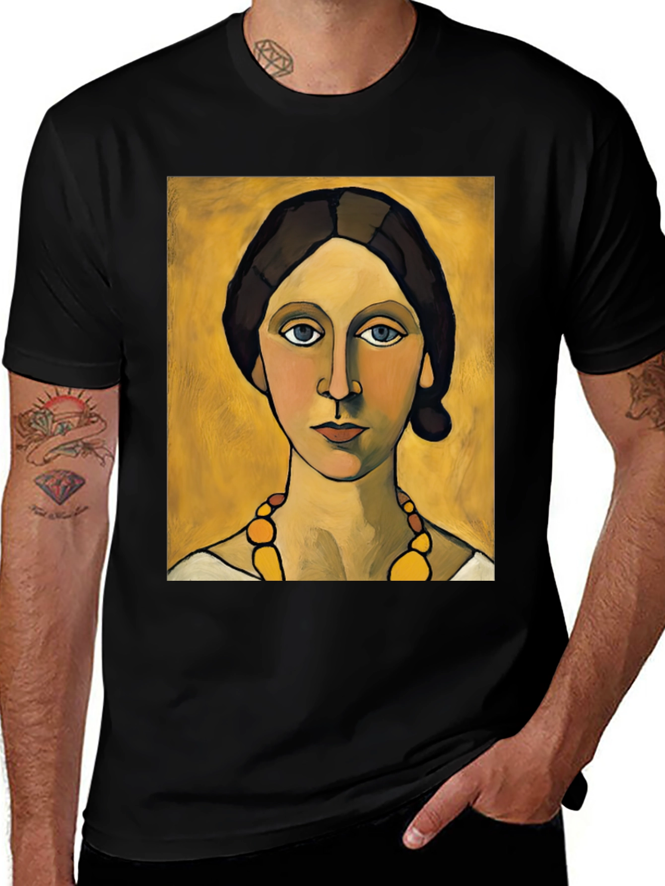 Woman with Necklace Portrait Graphic T-Shirt