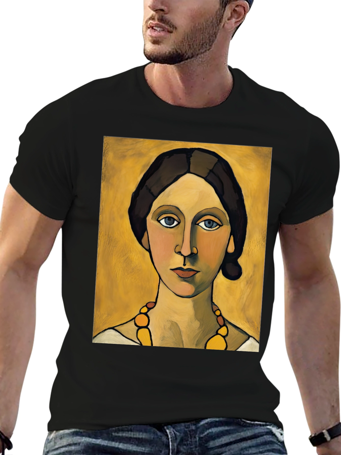 Woman with Necklace Portrait Graphic T-Shirt