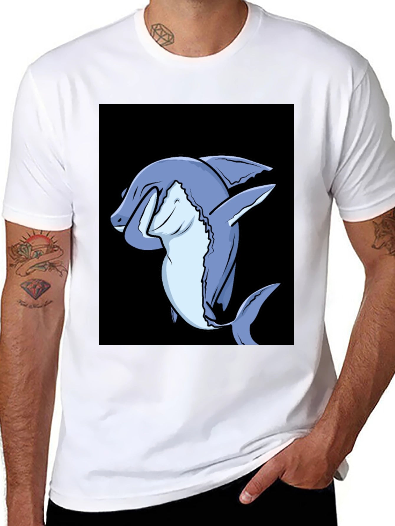 Dabbing Shark Graphic Tee - Mens Black T-Shirt