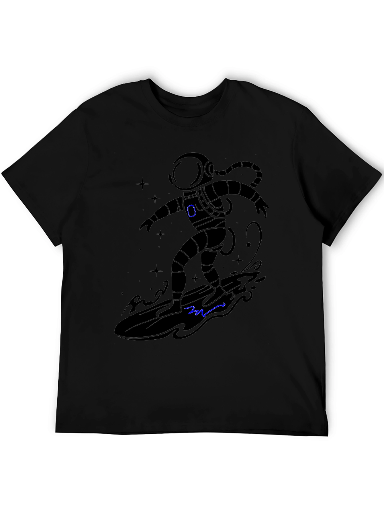 Astronaut Surfing T-Shirt - Black Graphic Tee