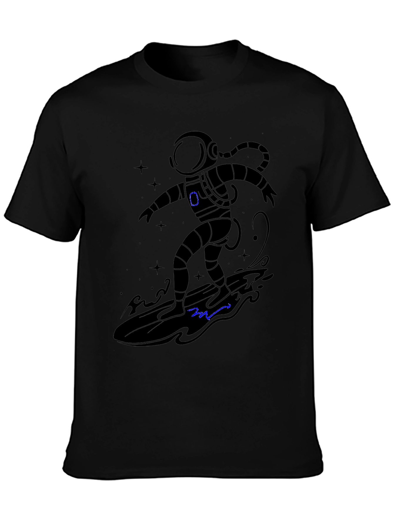 Astronaut Surfing T-Shirt - Black Graphic Tee