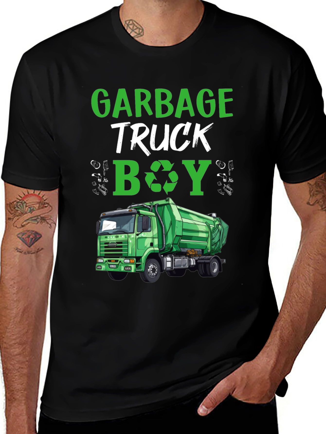 Garbage Truck Boy T-Shirt - Green Truck Tee
