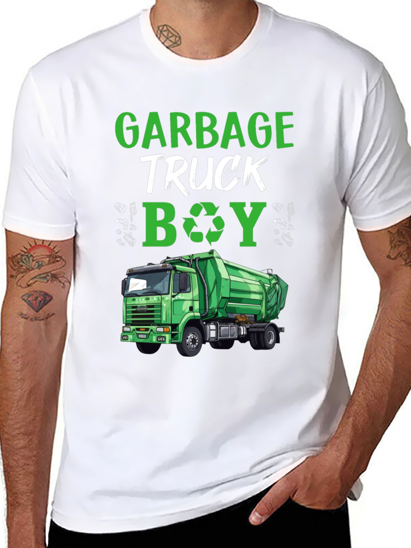 Garbage Truck Boy T-Shirt - Green Truck Tee