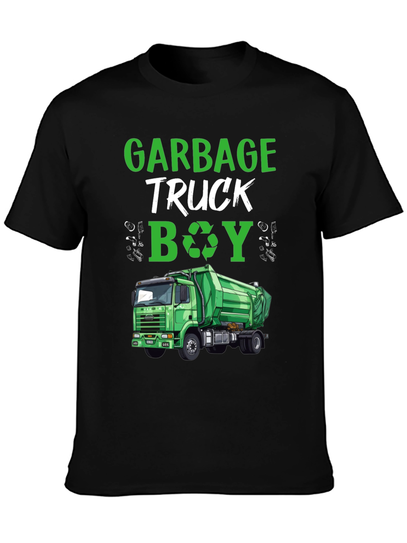 Garbage Truck Boy T-Shirt - Green Truck Tee