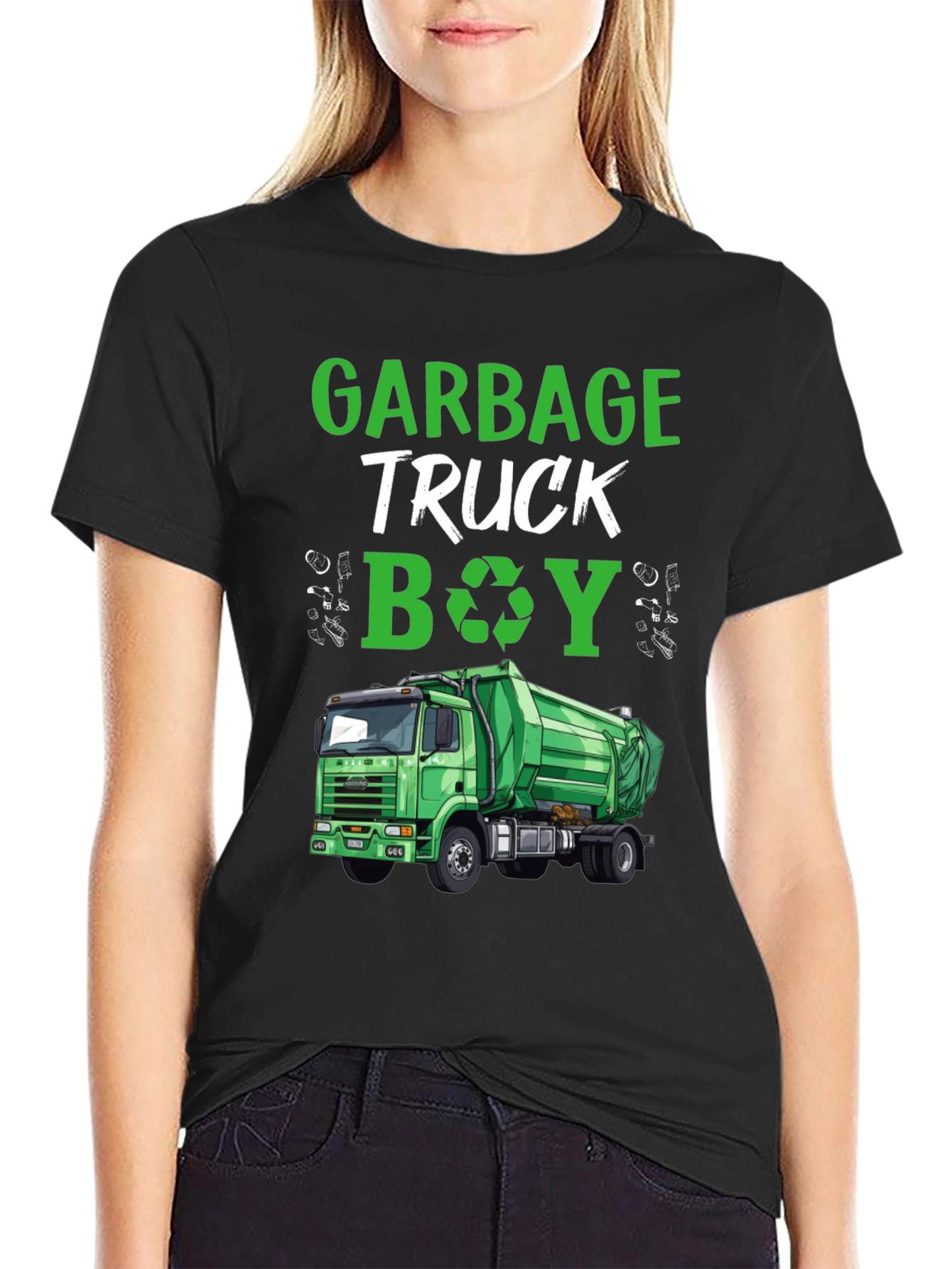 Garbage Truck Boy T-Shirt - Green Truck Tee