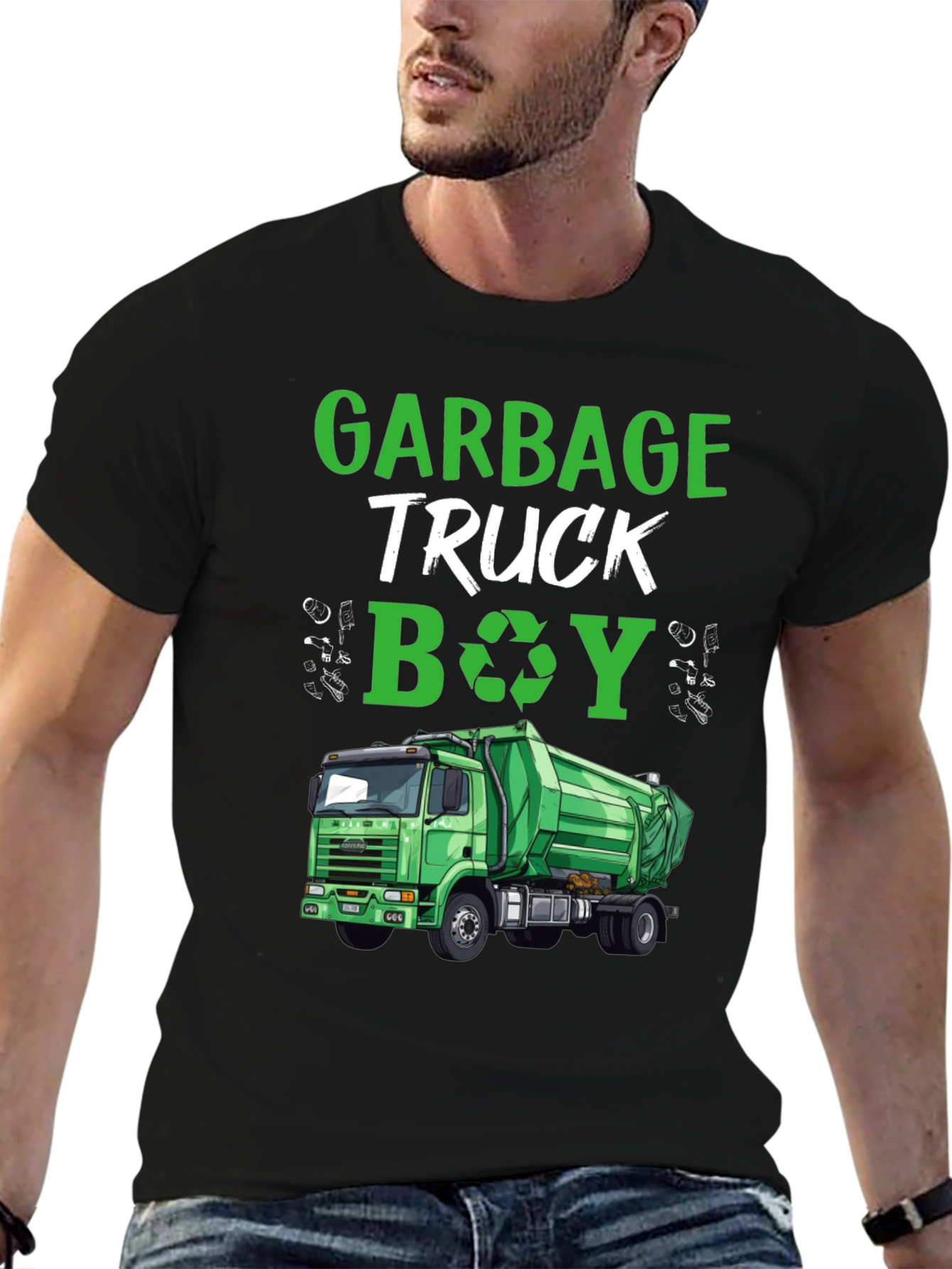 Garbage Truck Boy T-Shirt - Green Truck Tee