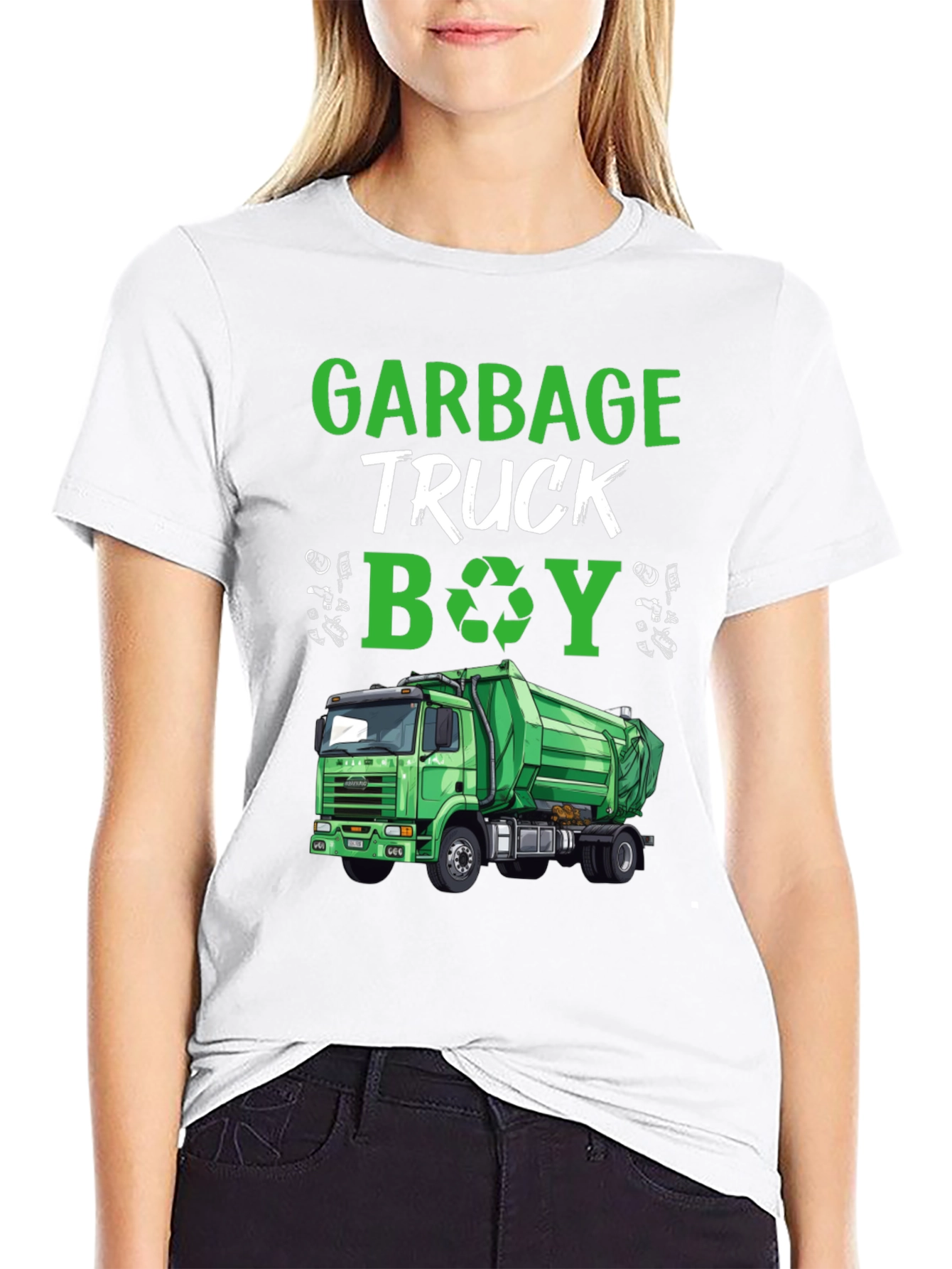Garbage Truck Boy T-Shirt - Green Truck Tee