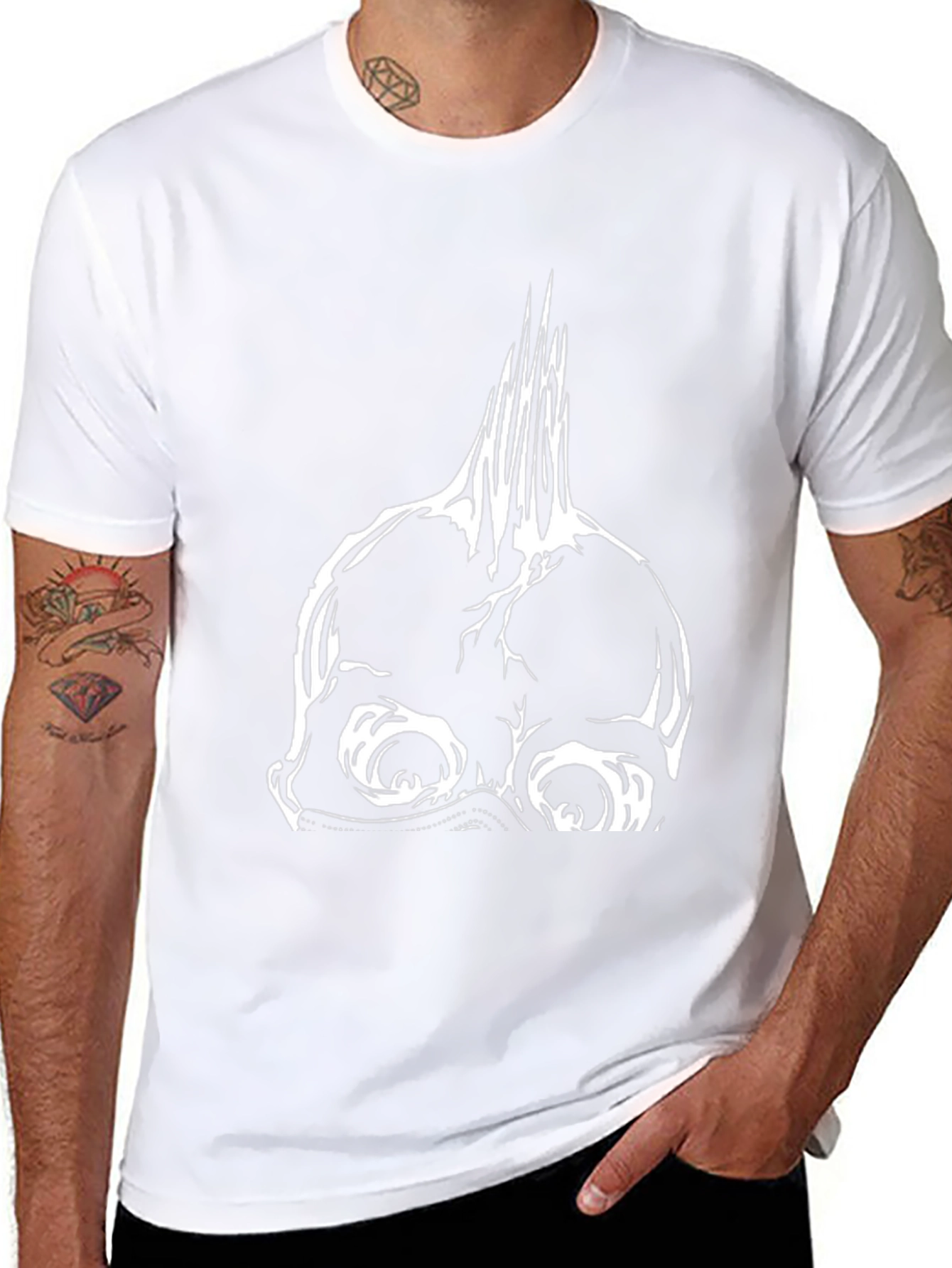 Edgy Punk Skull Graphic Tee - Black Cotton