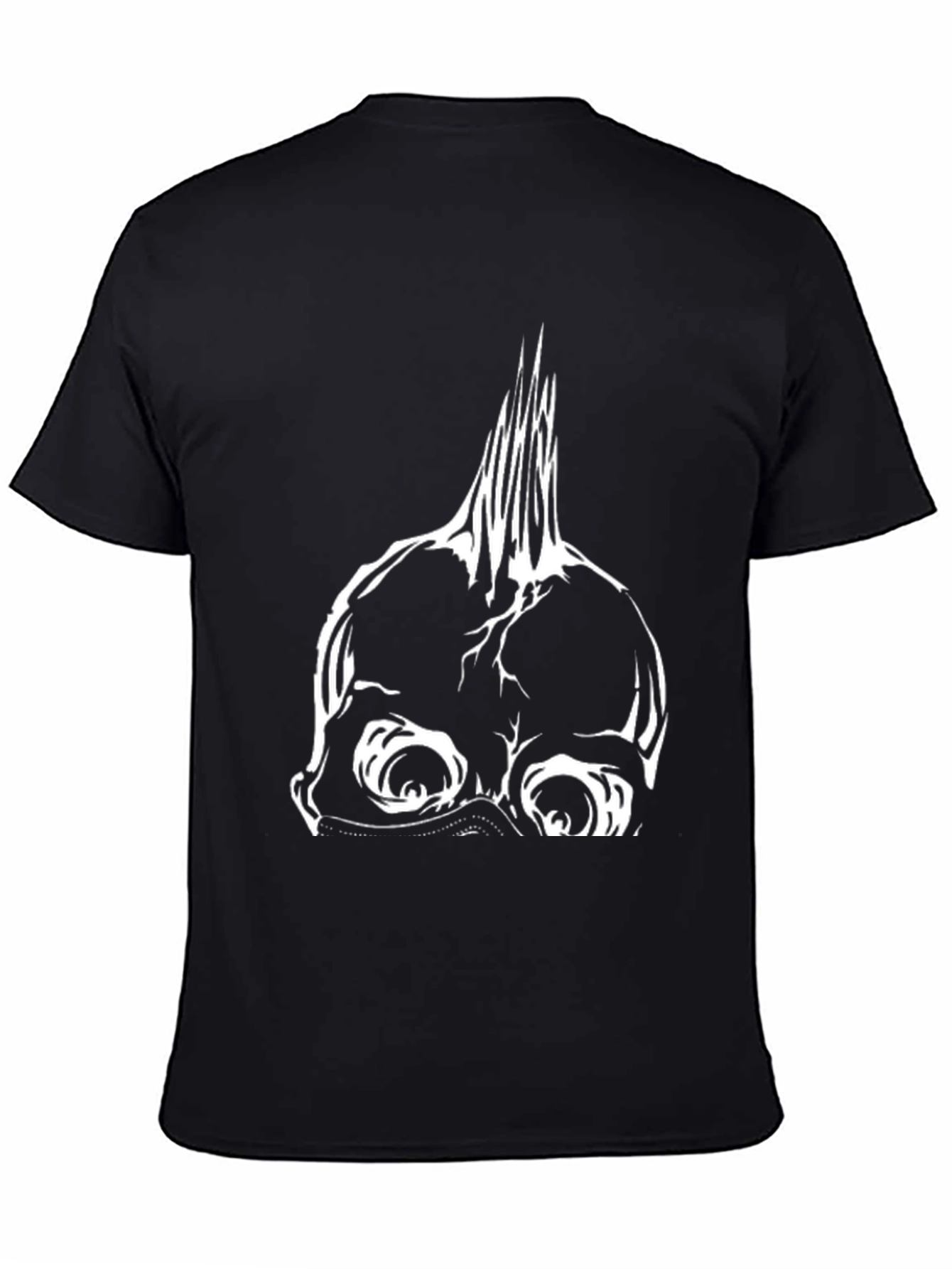 Edgy Punk Skull Graphic Tee - Black Cotton