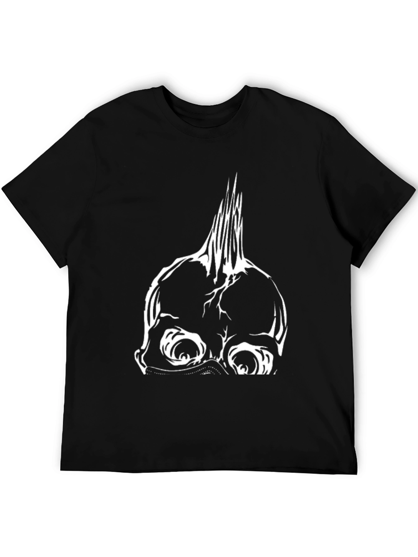 Edgy Punk Skull Graphic Tee - Black Cotton