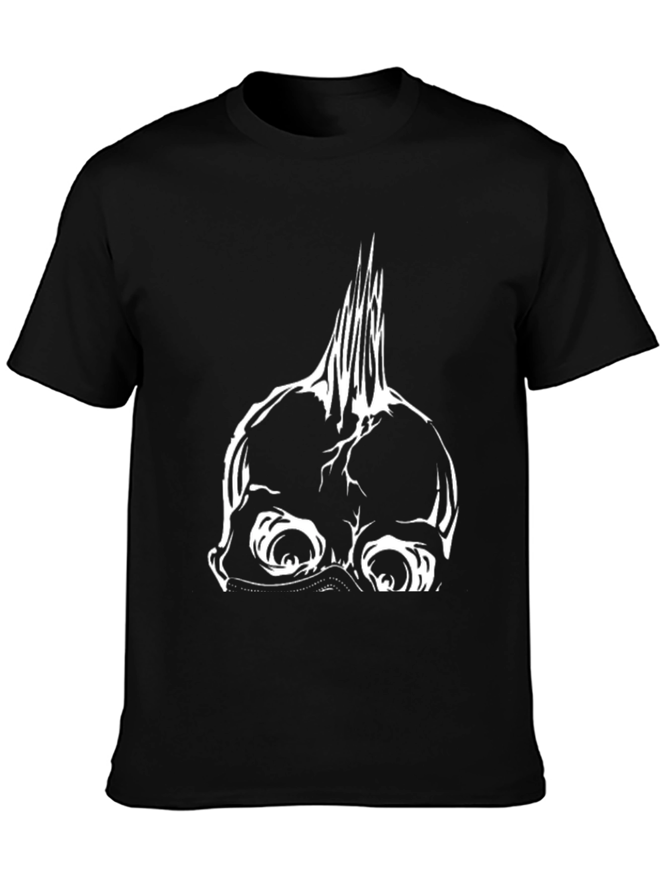 Edgy Punk Skull Graphic Tee - Black Cotton