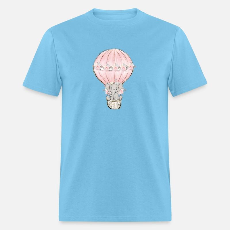 Elephant kids cartoon blimp flowers pink