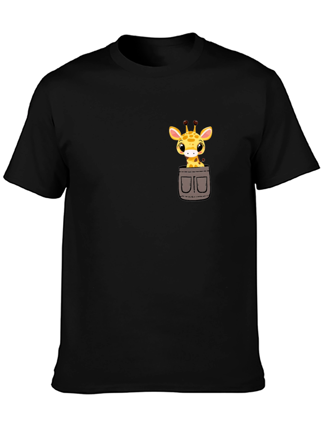 Cute Giraffe Pocket T-Shirt - Soft Cotton Tee