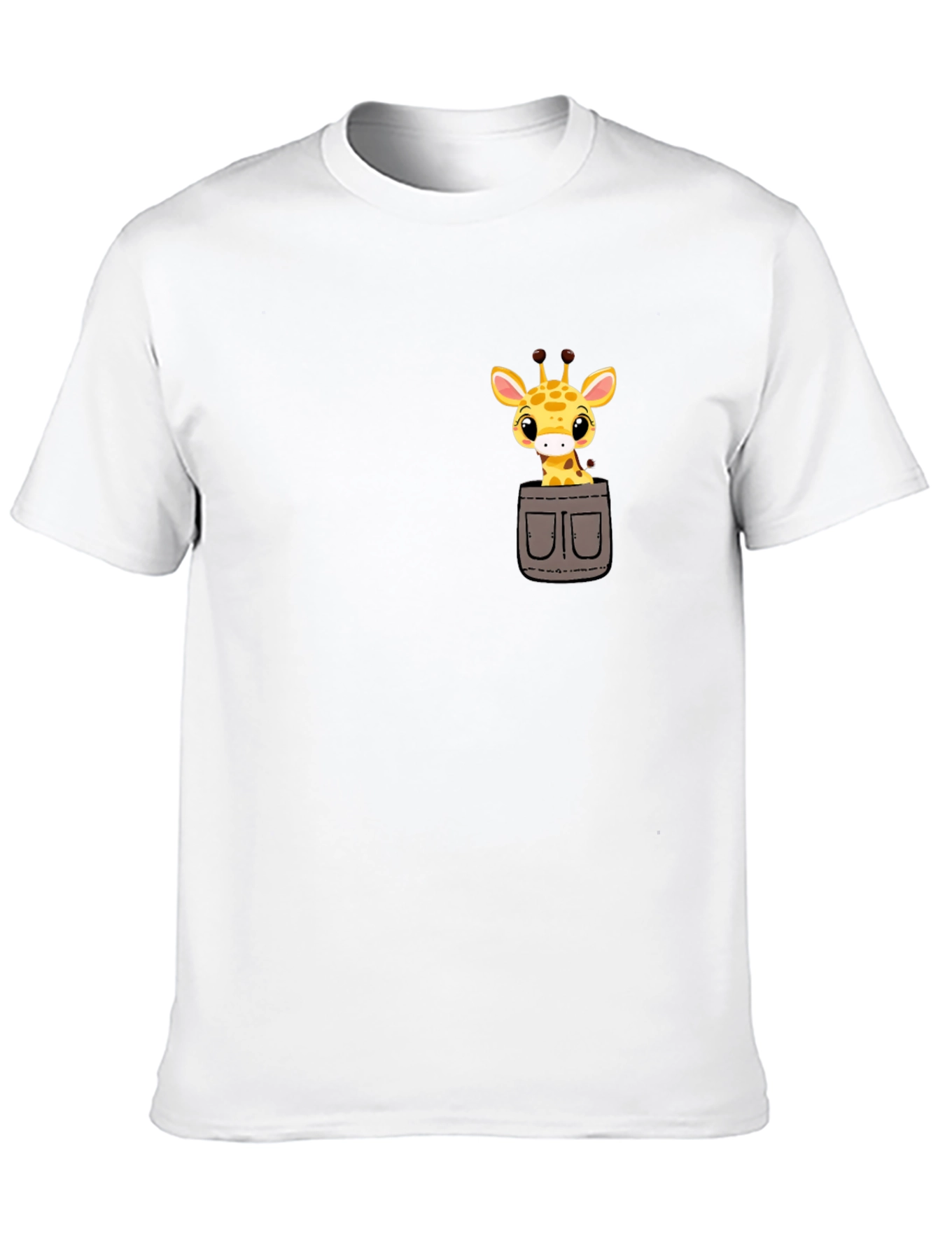 Cute Giraffe Pocket T-Shirt - Soft Cotton Tee