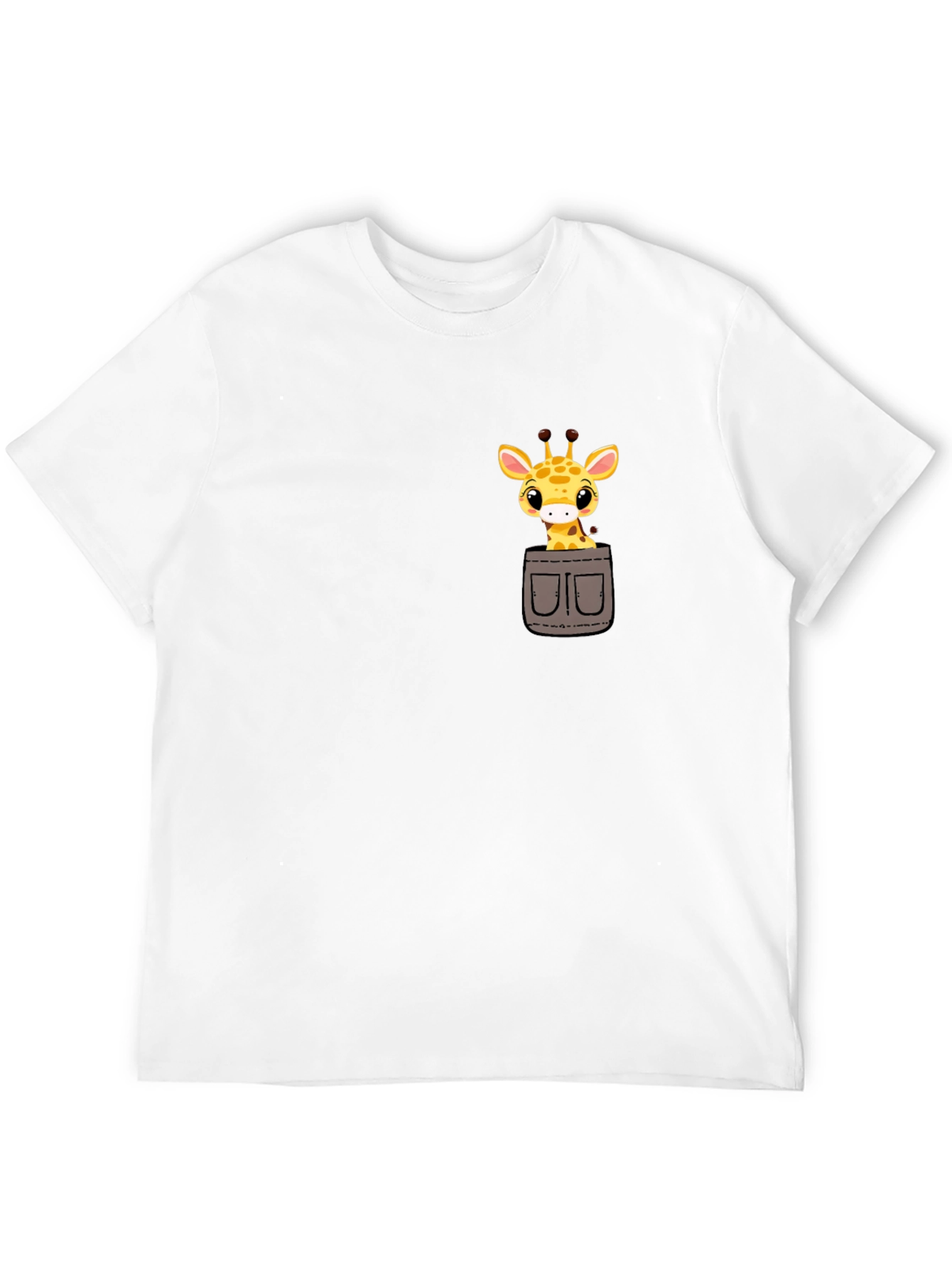 Cute Giraffe Pocket T-Shirt - Soft Cotton Tee