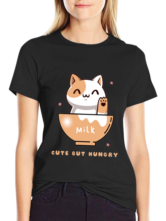 Cute But Hungry Cat Graphic Tee