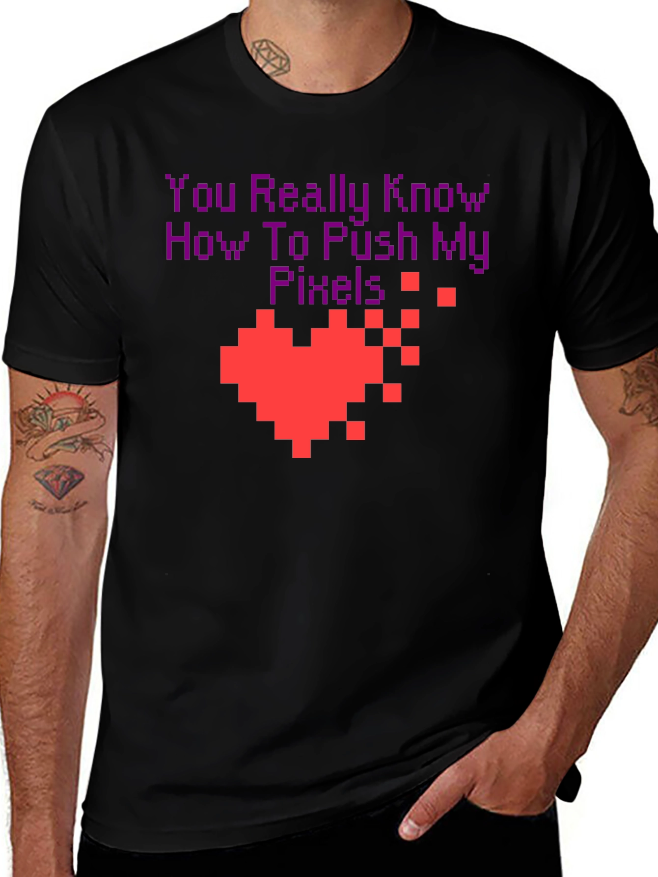 Pixel Heart Gamer T-Shirt - You Push My Pixels!