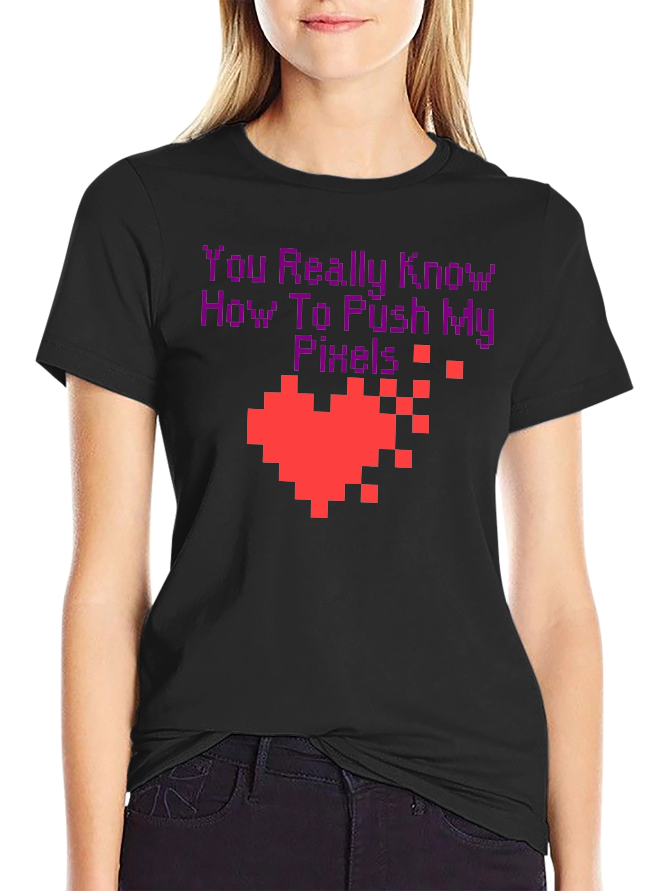 Pixel Heart Gamer T-Shirt - You Push My Pixels!