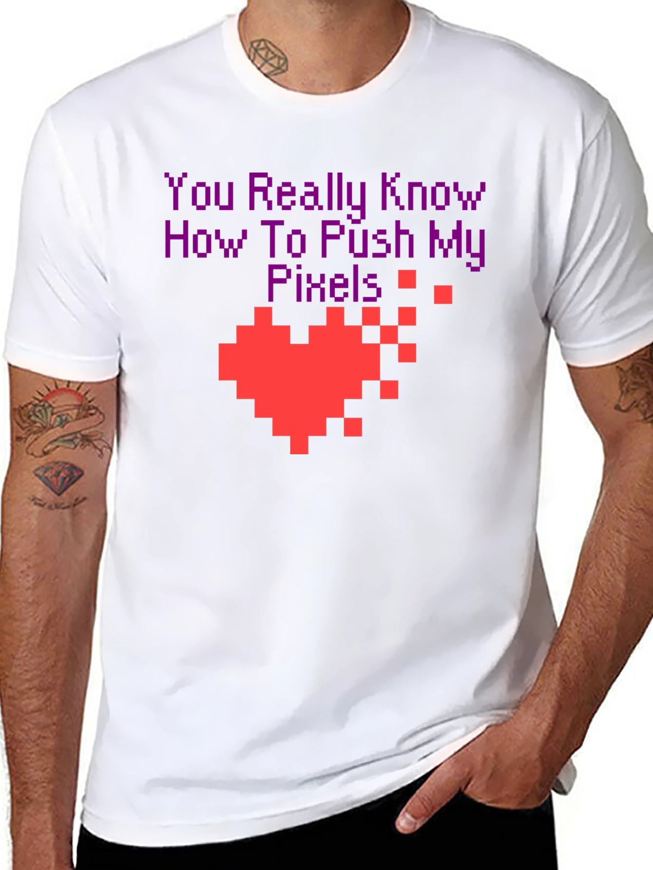 Pixel Heart Gamer T-Shirt - You Push My Pixels!