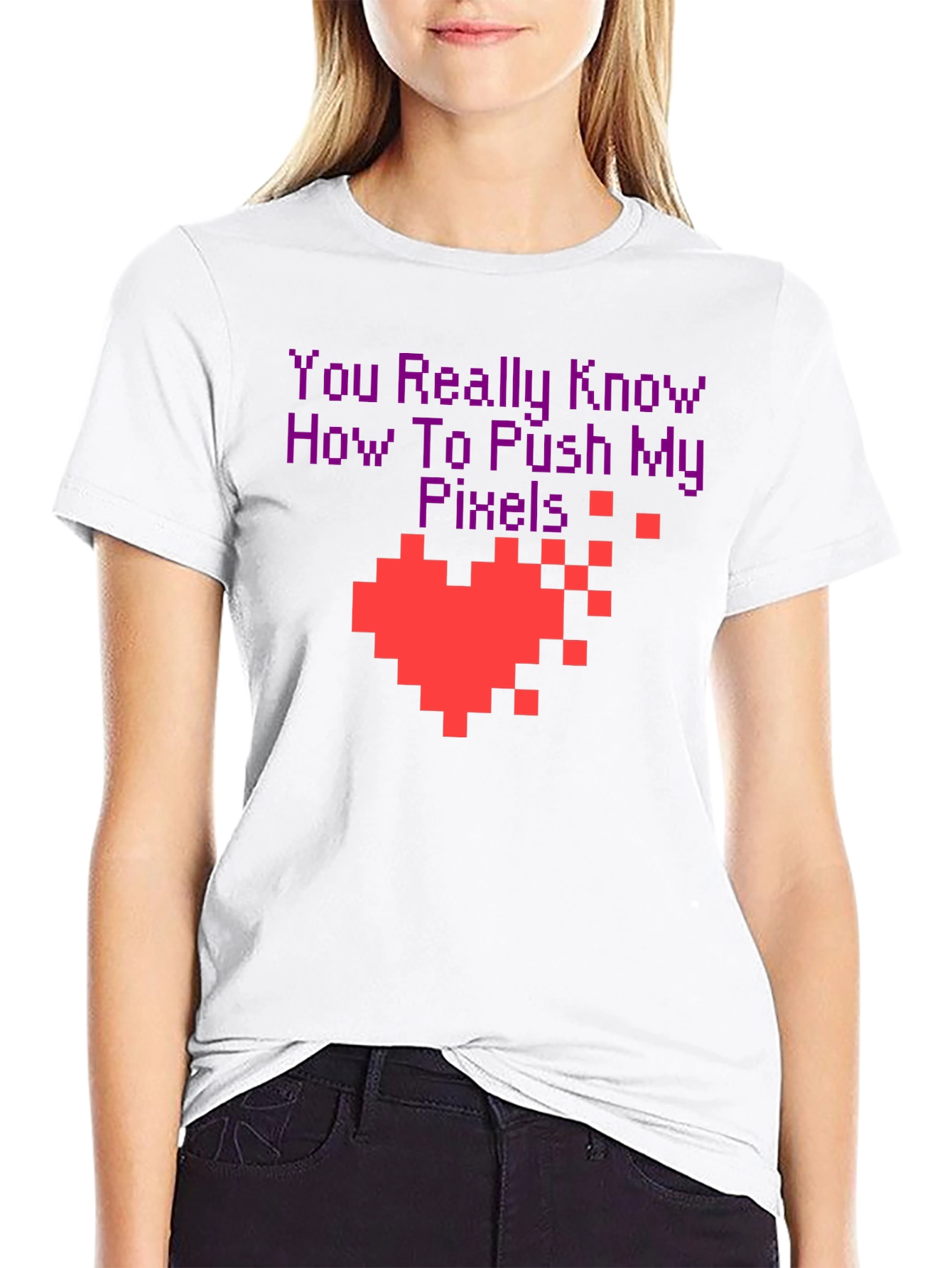 Pixel Heart Gamer T-Shirt - You Push My Pixels!